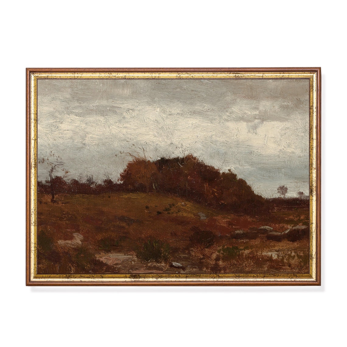 Moody Autumn Hillside with Russet Foliage Under Overcast Sky Poster