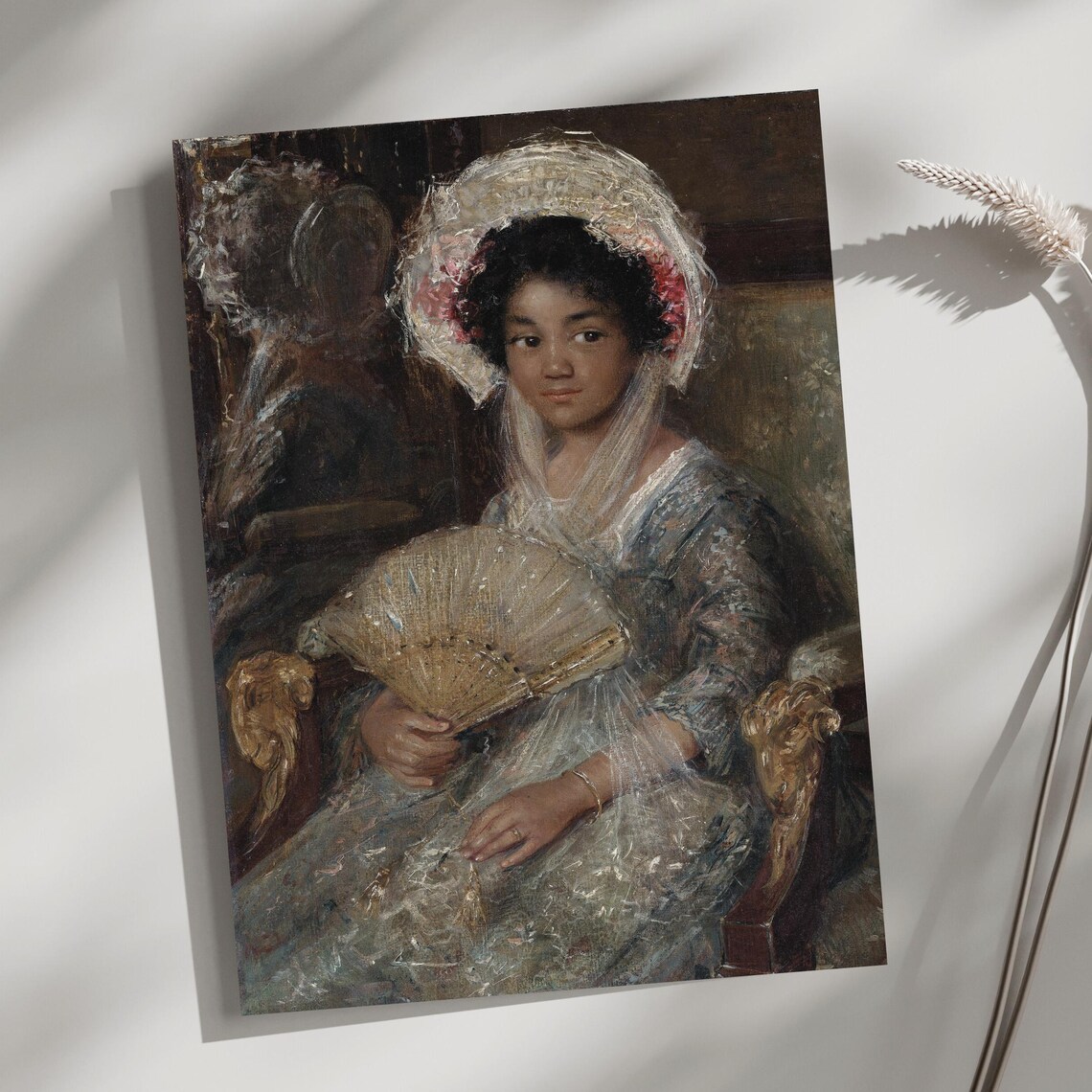 Vintage Young Girl With Lace Bonnet And Fan Romantic Portrait Poster - Image 3