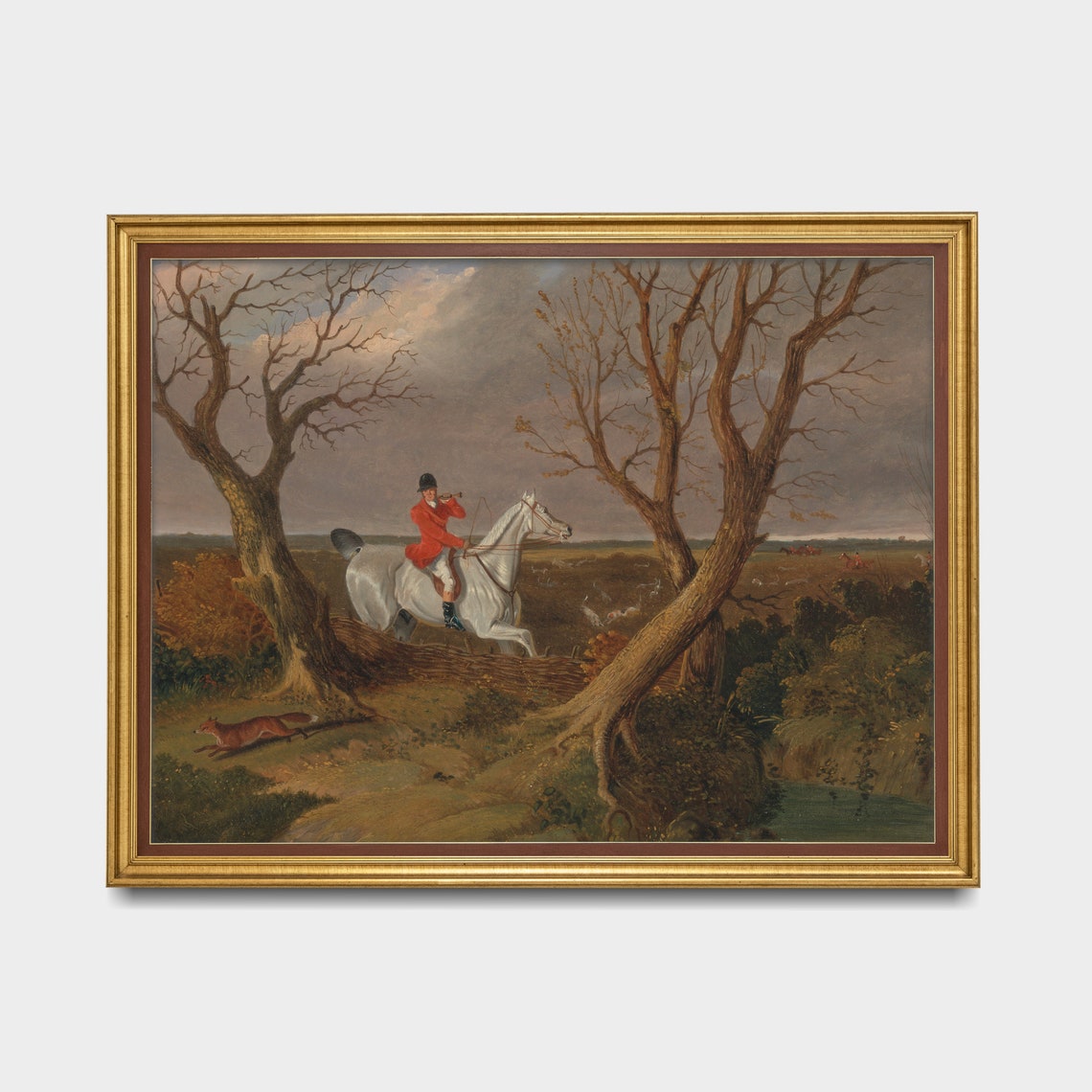 Fox Hunt With a Huntsman Blowing the Horn Vintage Sporting Poster - Image 5