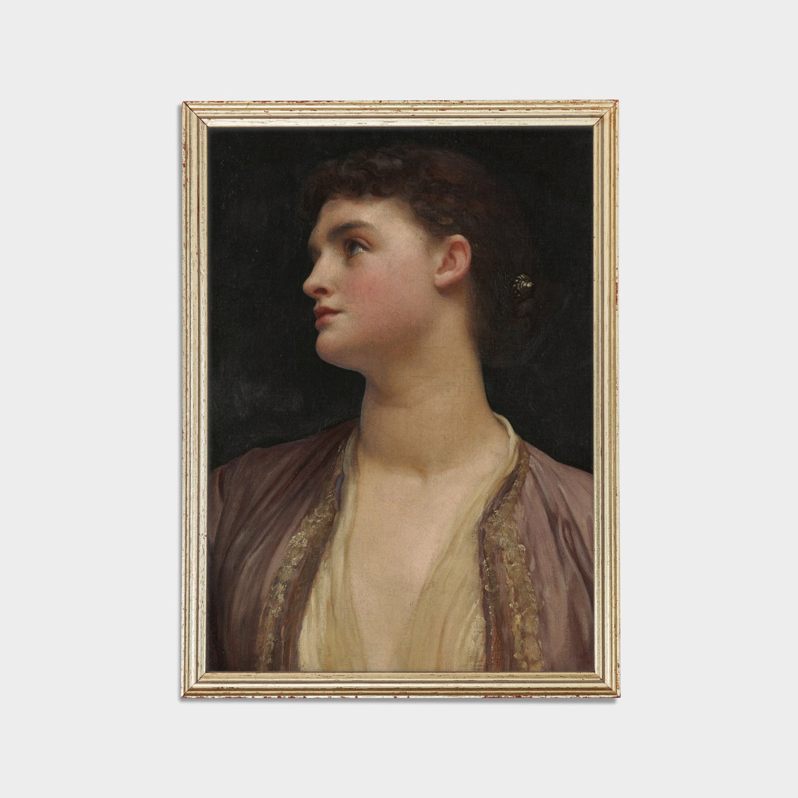 Classical Profile Portrait of a Woman in a Mauve Dress Poster - Image 2