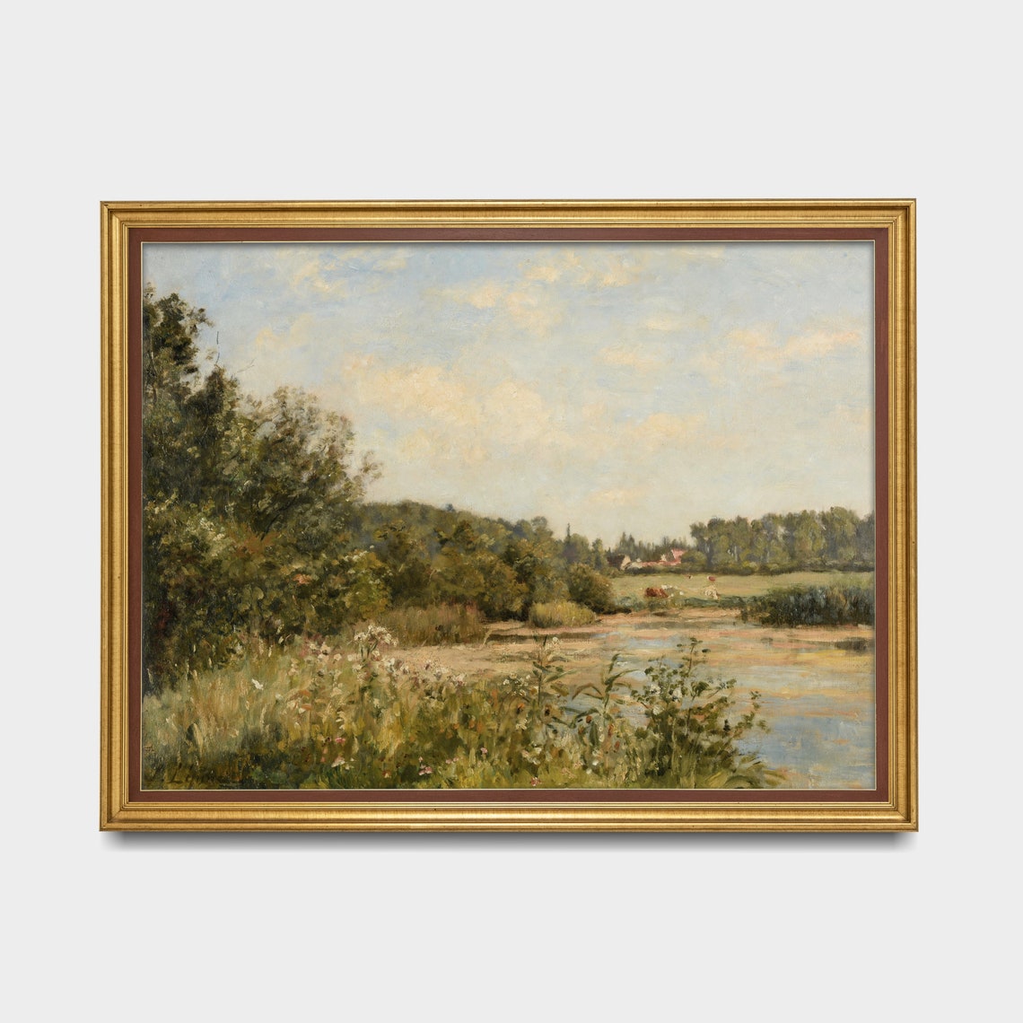 Quiet River Meadow With Wildflowers And Distant Farmhouse Poster - Image 5