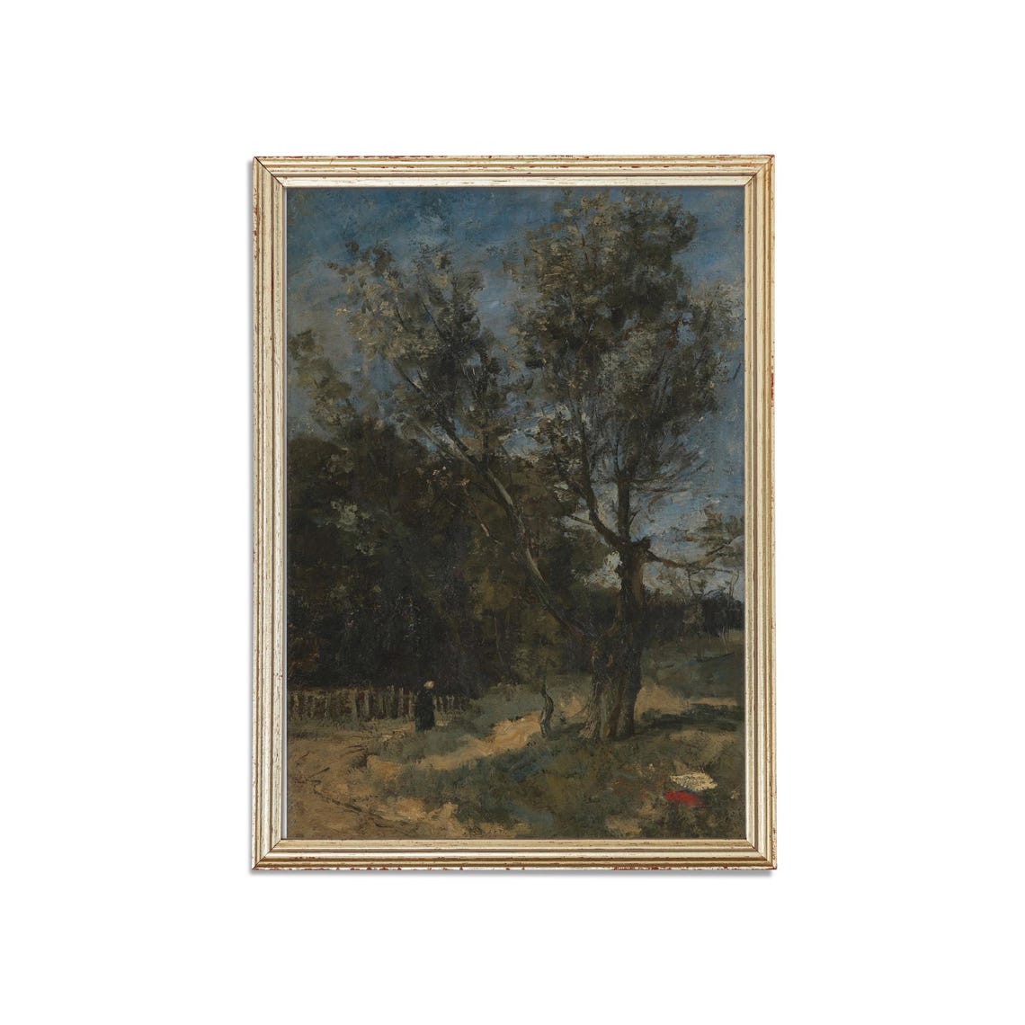 Tonalist Forest Path with a Lone Figure Vertical Nature Poster - Image 4