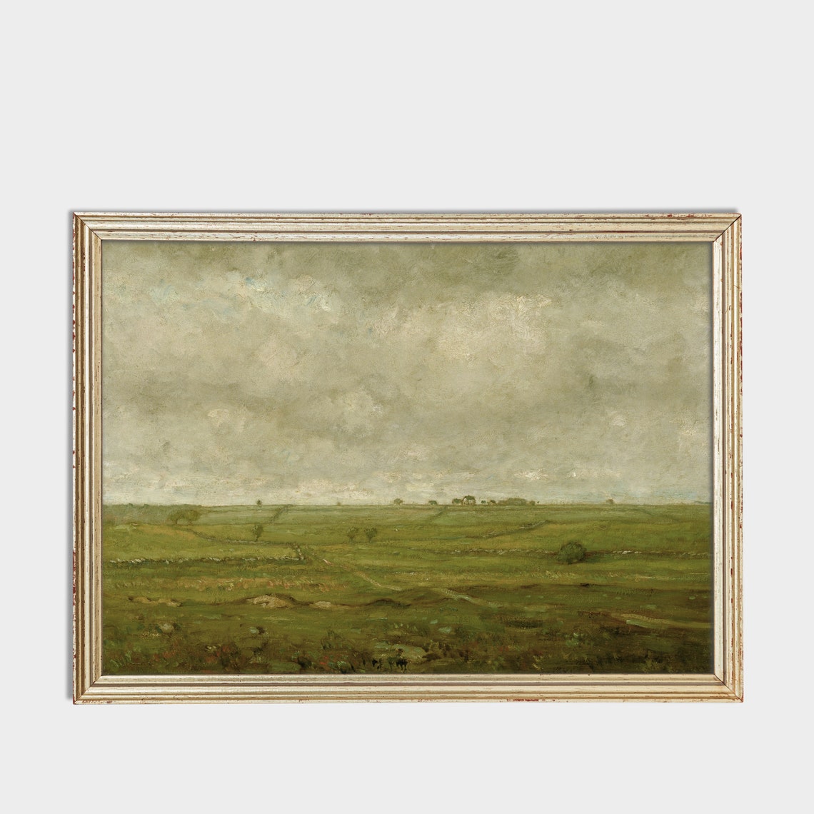 Vast Green Moorland Under a Cloudy Sky Vintage Landscape Poster - Image 3