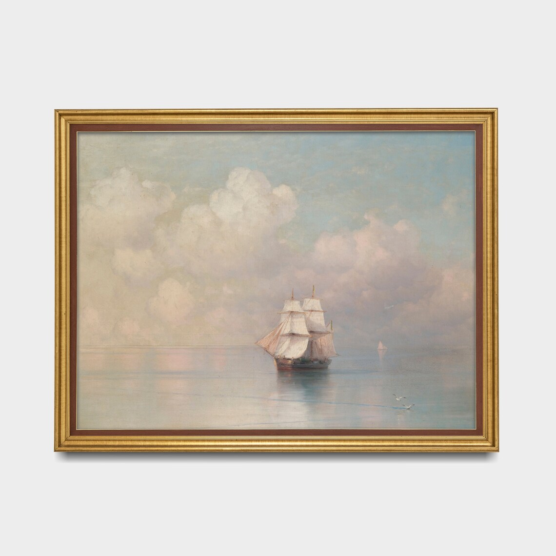 Vintage Antique Seascape, Ocean Ship Art Print - Image 3