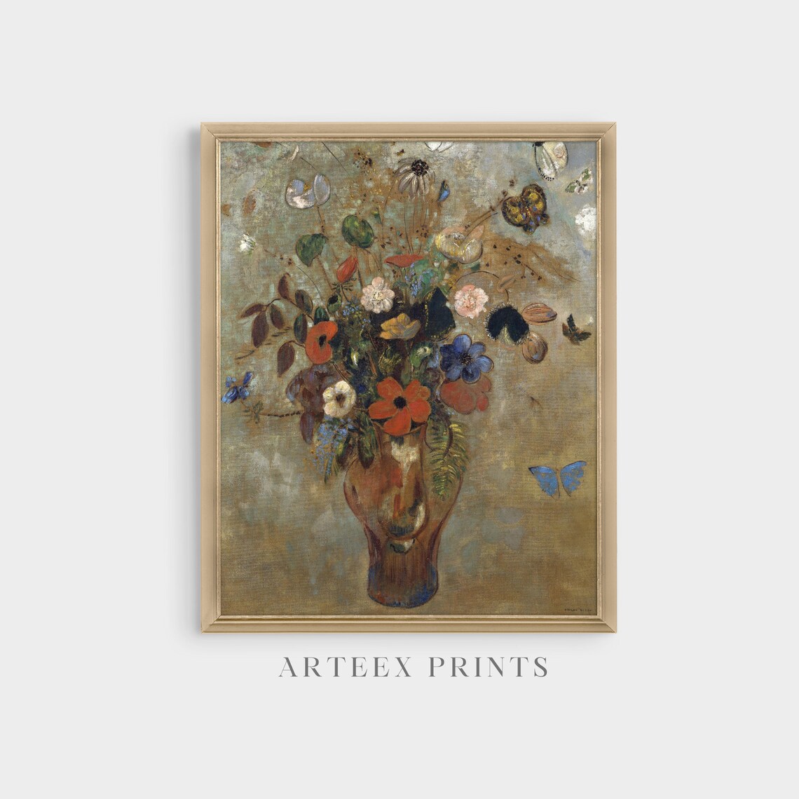 Wildflower Bouquet with Butterflies Antique Floral Still Life Poster - Image 4