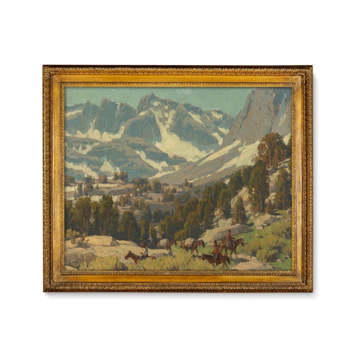Western Mountain Pack Train Riders Crossing an Alpine Meadow Poster - Image 5