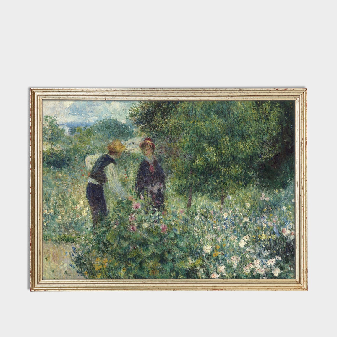 Two Gardeners Picking Flowers in a Lush Impressionist Garden Poster - Image 3