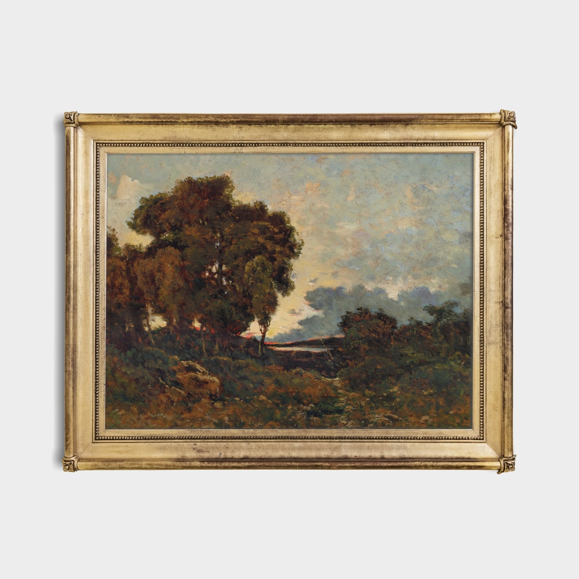 Wooded Trees At Sunset Vintage Rustic Landscape Oil Painting Poster - Image 3