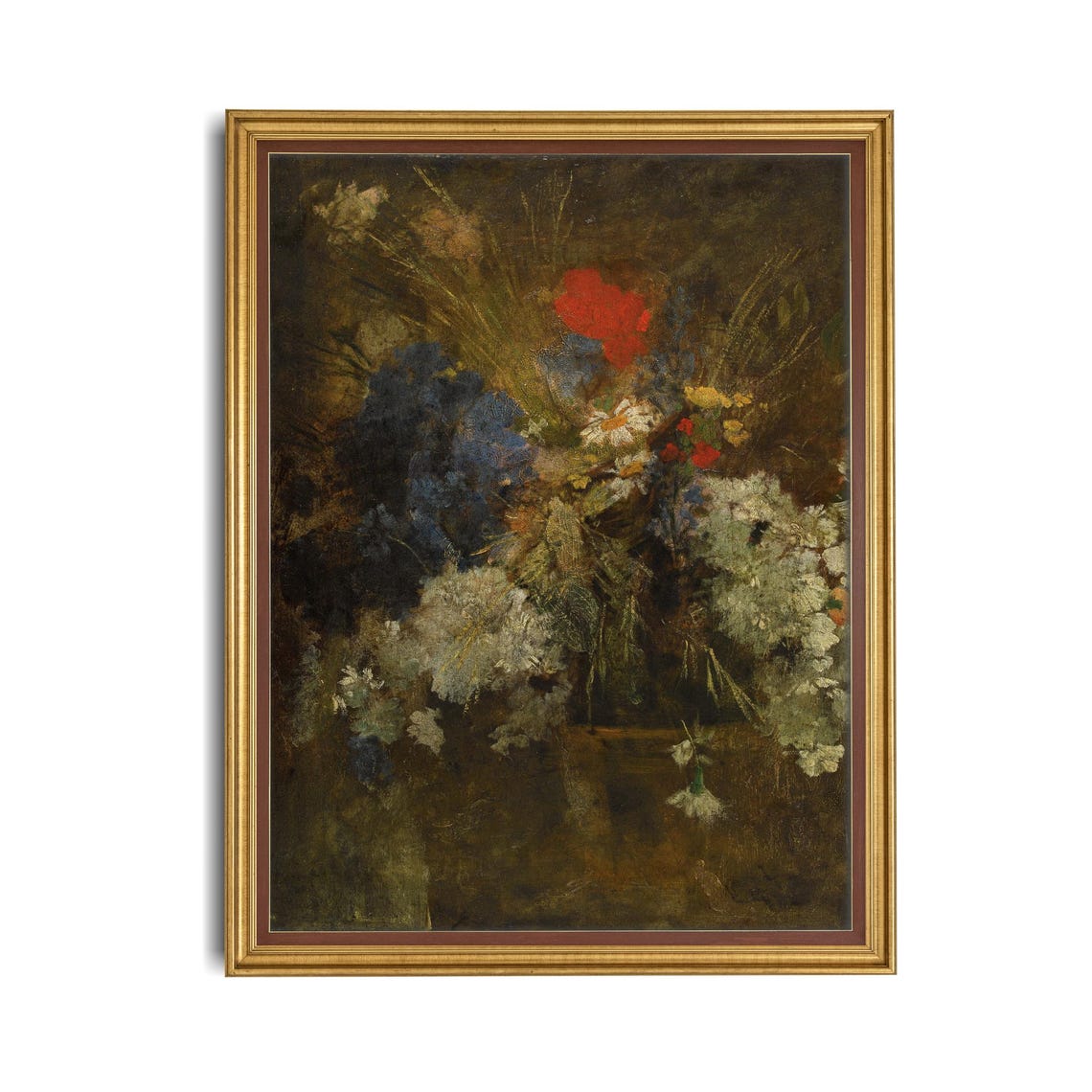 Wildflower Bouquet Poppy Cornflower Daisy Moody Floral Poster - Image 4