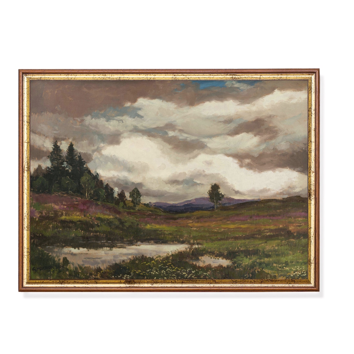 Vintage Landscape Painting, French Country Art Print