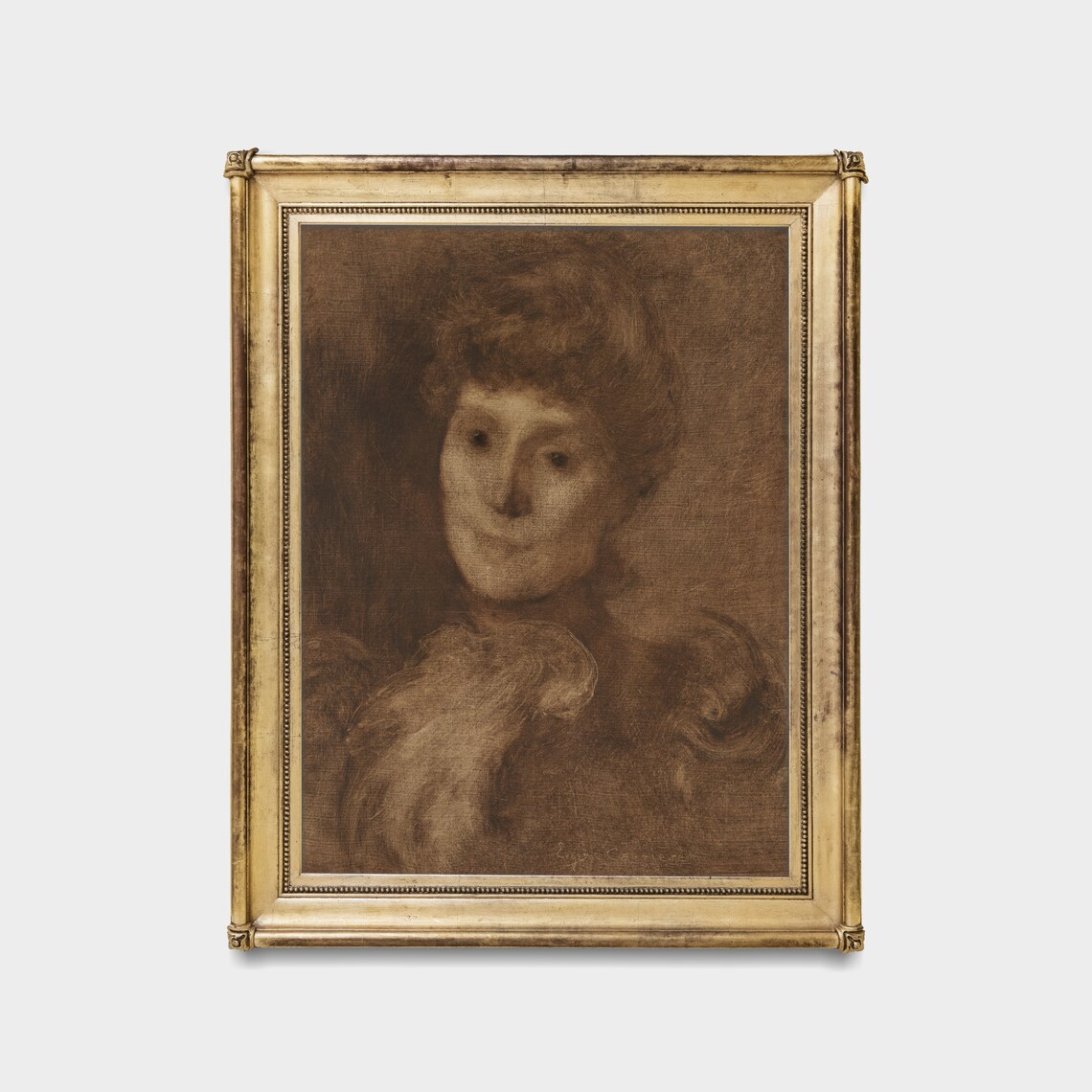 Sepia Charcoal Portrait of a Woman in Soft Brown Tones Poster - Image 4