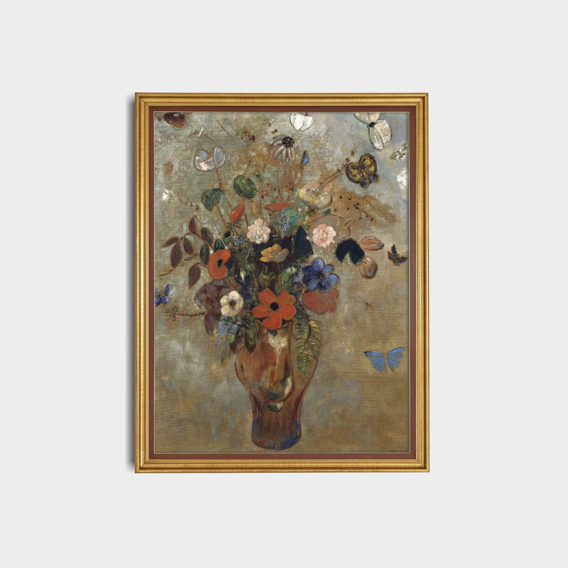 Wildflower Bouquet with Butterflies Antique Floral Still Life Poster - Image 2