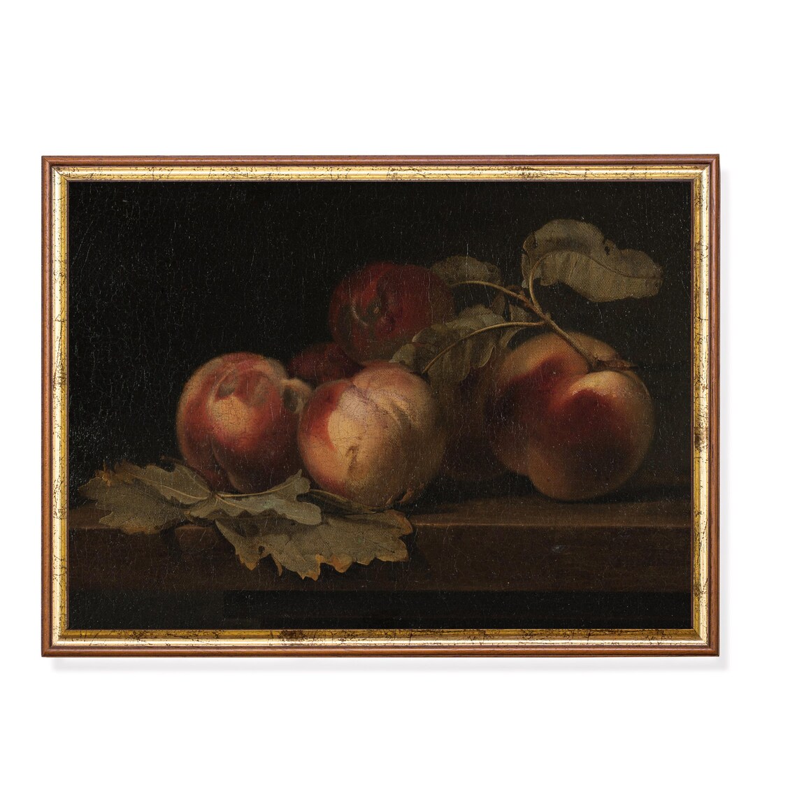 Still Life With Peaches, Vintage Rustic Art Print