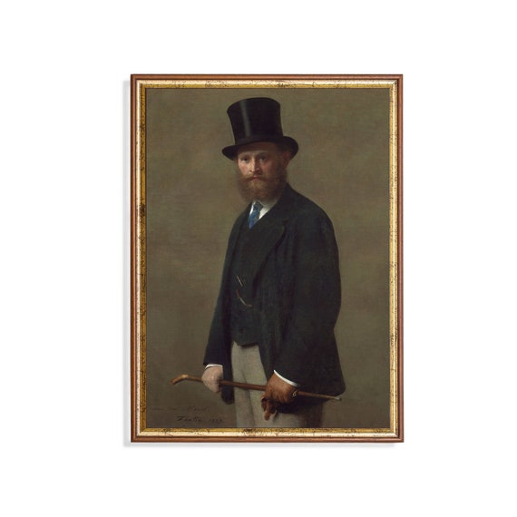 Printed And Shipped Vintage Portrait Painting Antique Gentleman Portrait Moody Rustic Print 19th Century Fine Art Mailed Print