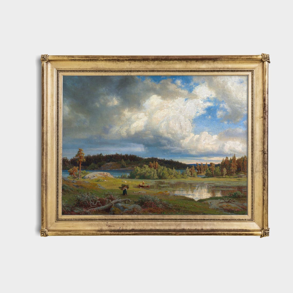 Dramatic Storm Clouds over a Lake and Forest Summer Landscape Poster - Image 4