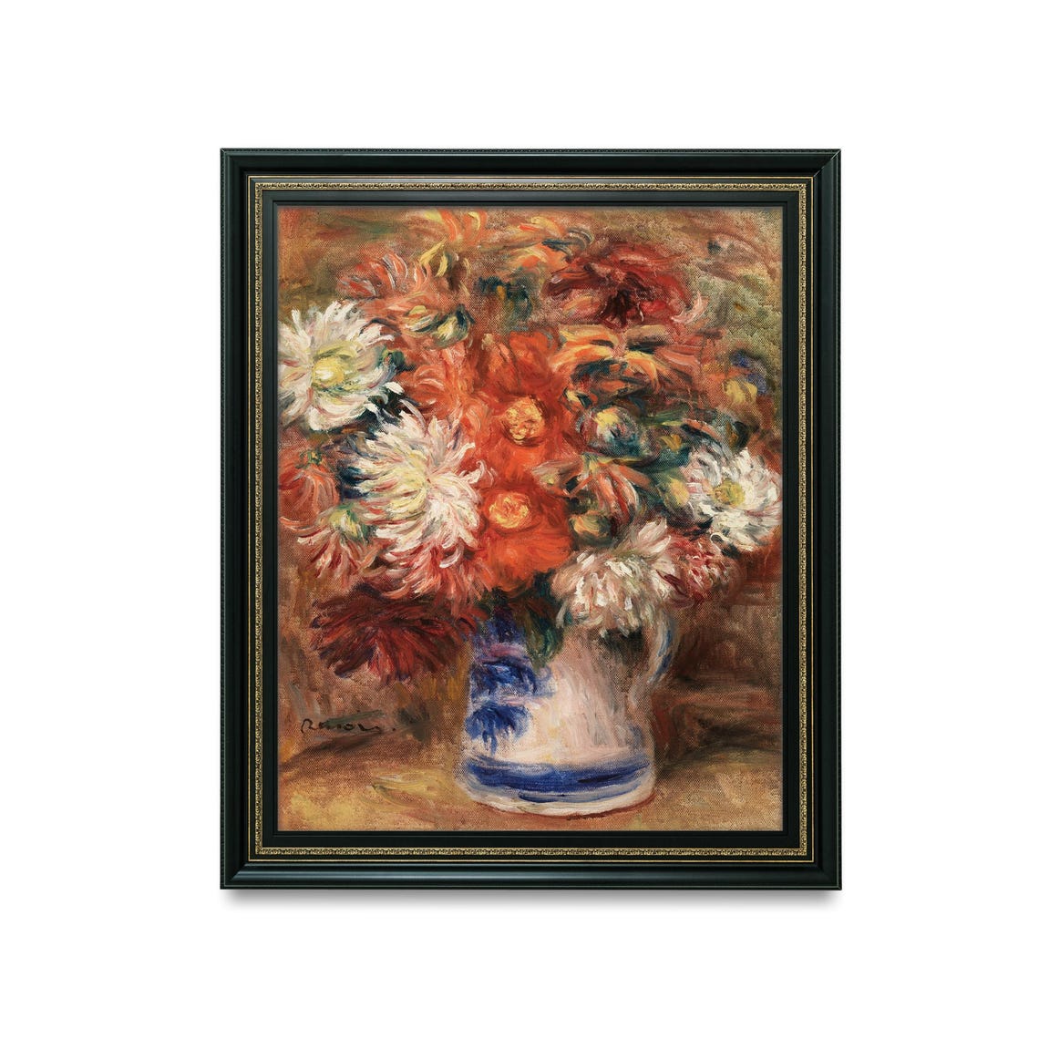 Renoir Chrysanthemums Bouquet White and Red Blooms Floral Poster - Image 5