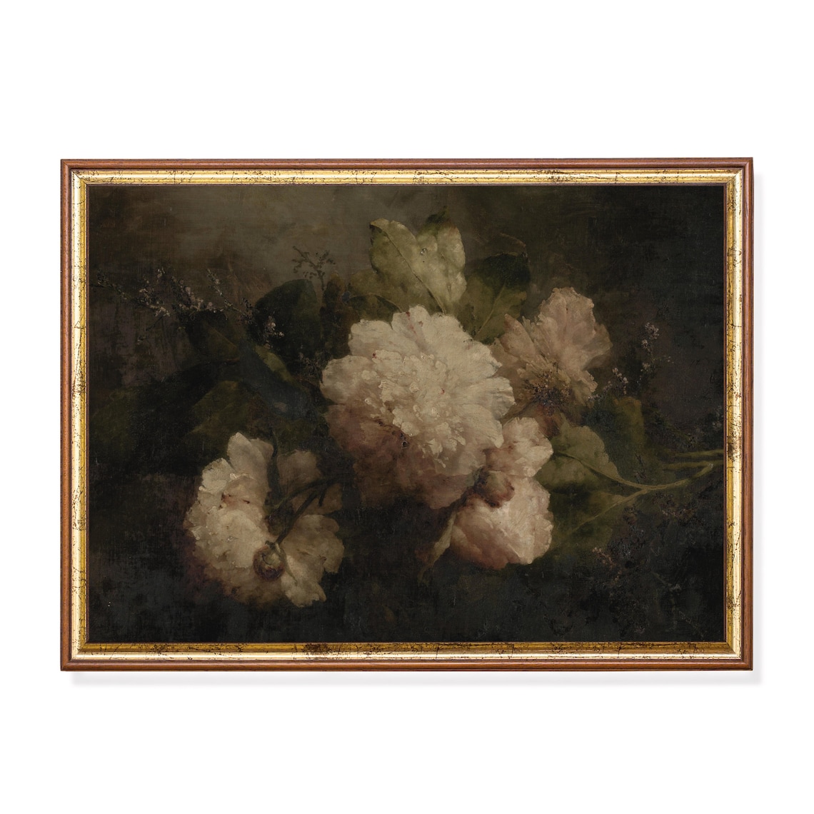 Moody Rustic Still Life Flower Print, Dark Academia