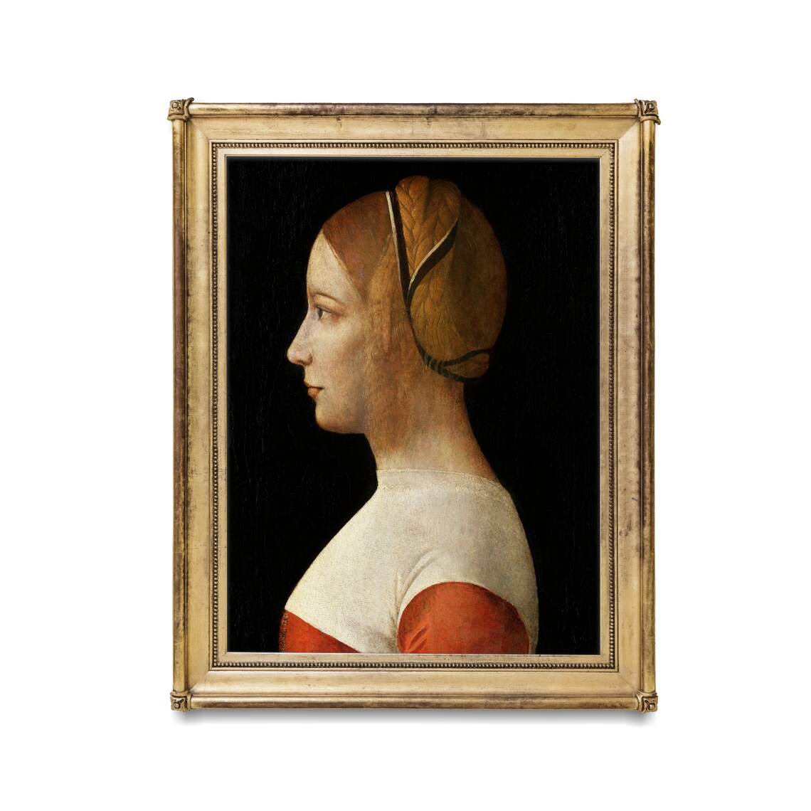 Renaissance Italian Profile Portrait of a Young Woman in Red Vintage Poster - Image 3