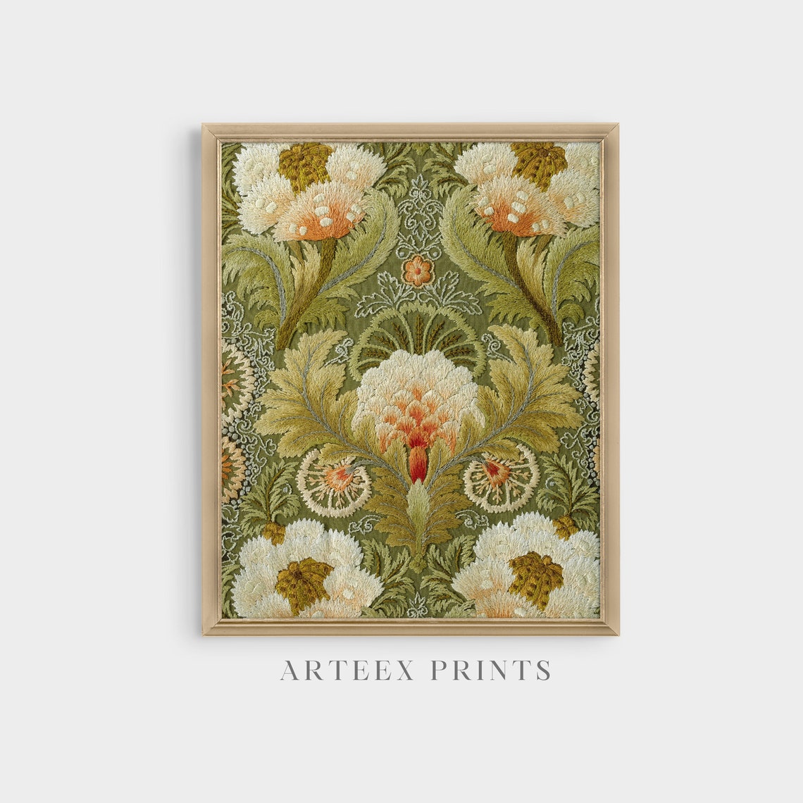 Symmetrical Vintage Floral Embroidery Textile Pattern Art Poster - Image 5