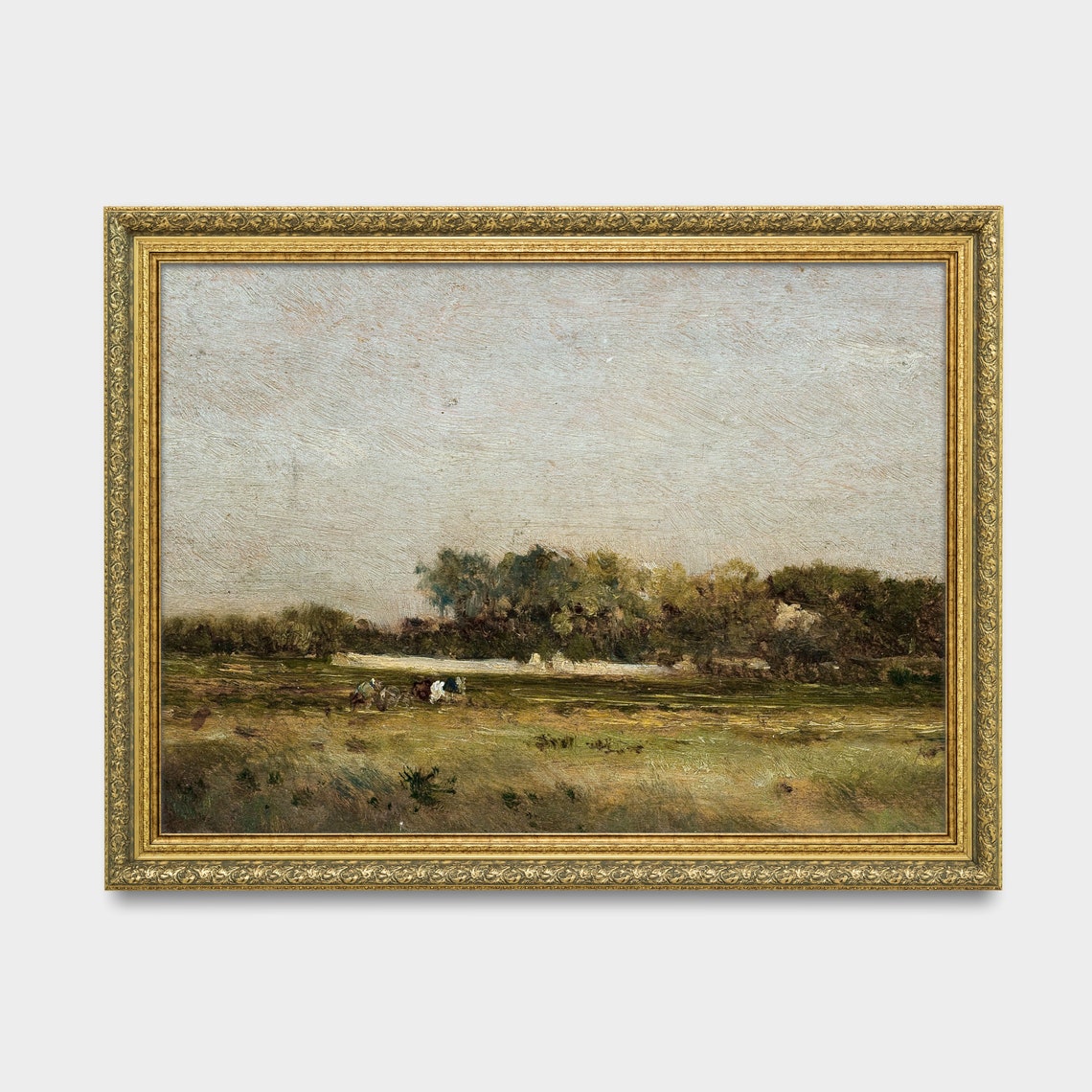 Serene Vintage Meadow Landscape With Distant Trees Art Poster - Image 2
