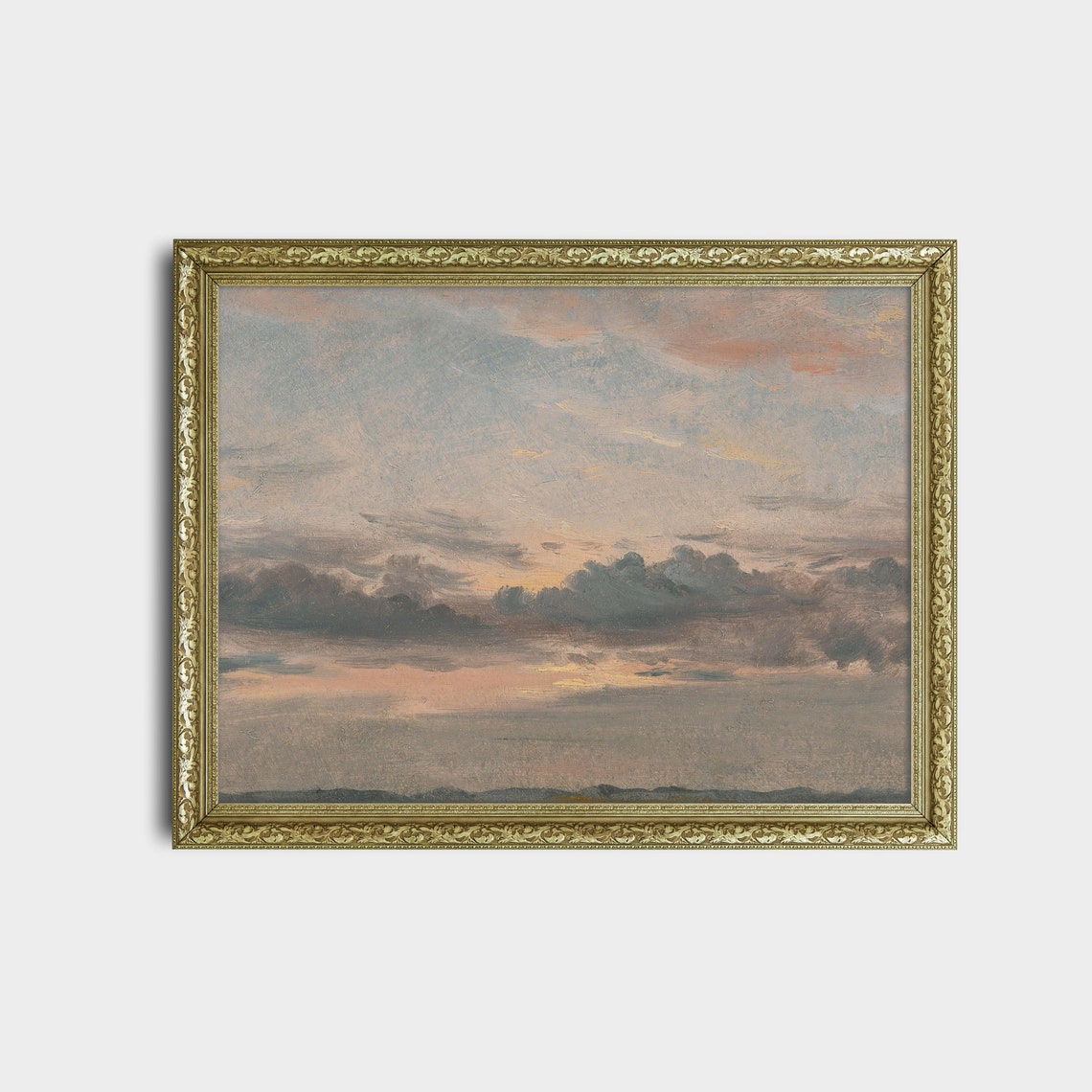 Pink Sunset Cloud Study Over the Horizon Antique Sky Painting Poster - Image 2