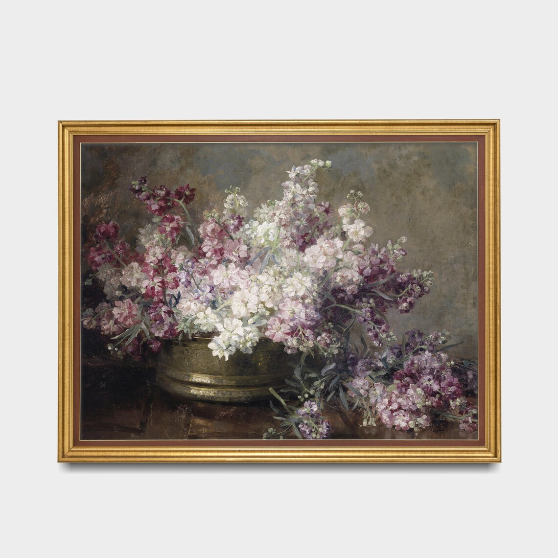 Moody Stock Flower Bouquet Oil Still Life Vintage Floral Poster - Image 2