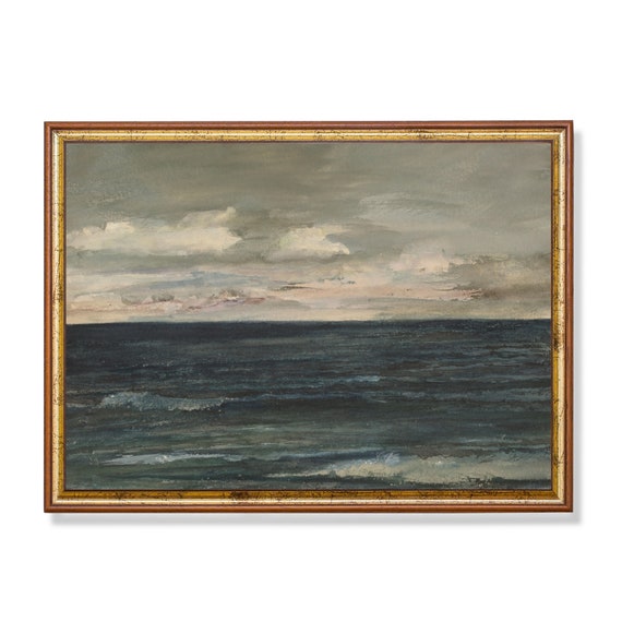 Print And Ship Vintage Seascape Painting Antique Ocean Print Moody Rustic Art Mailed Print Coastal Decor Fine Art Print
