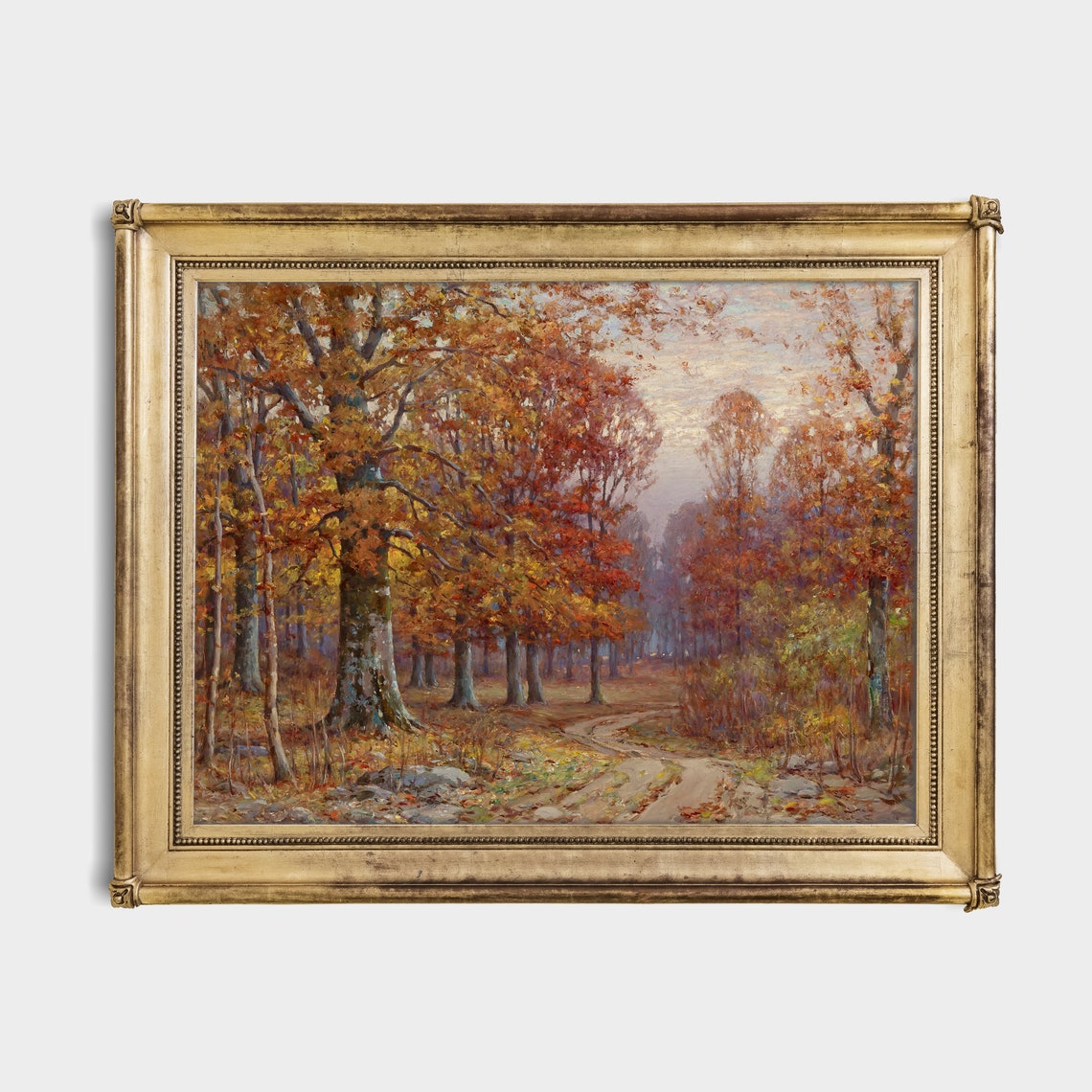 Vintage Autumn Woodland Path Orange Trees Fall Landscape Poster - Image 2