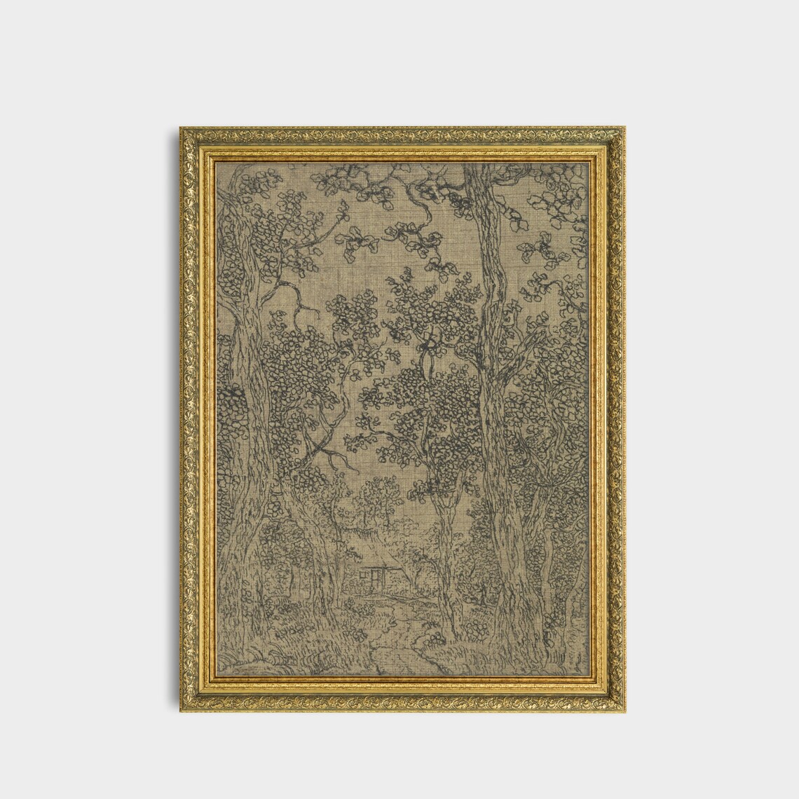 Wooded Landscape Vintage Sketch, Rustic Art Print - Image 3