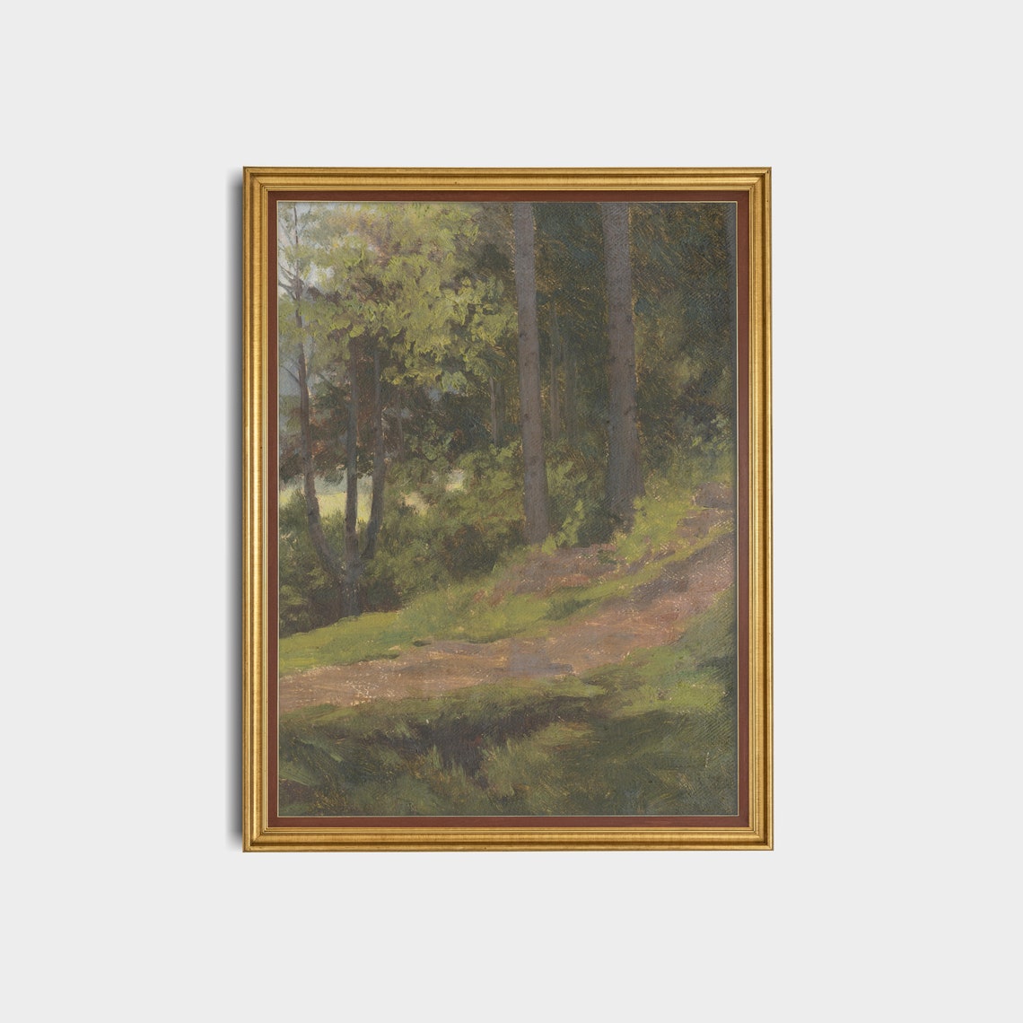 Vintage Landscape Painting Antique Nature Print Rustic Tree Forest Fine Art Wall Art Farmhouse Decor - Image 2