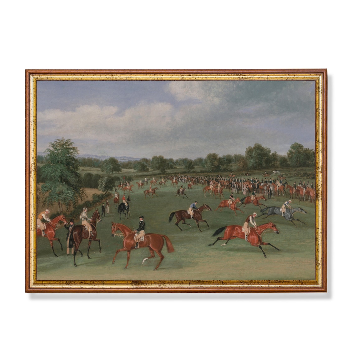 Horse Race Start on the Green Antique Equestrian Sport Poster