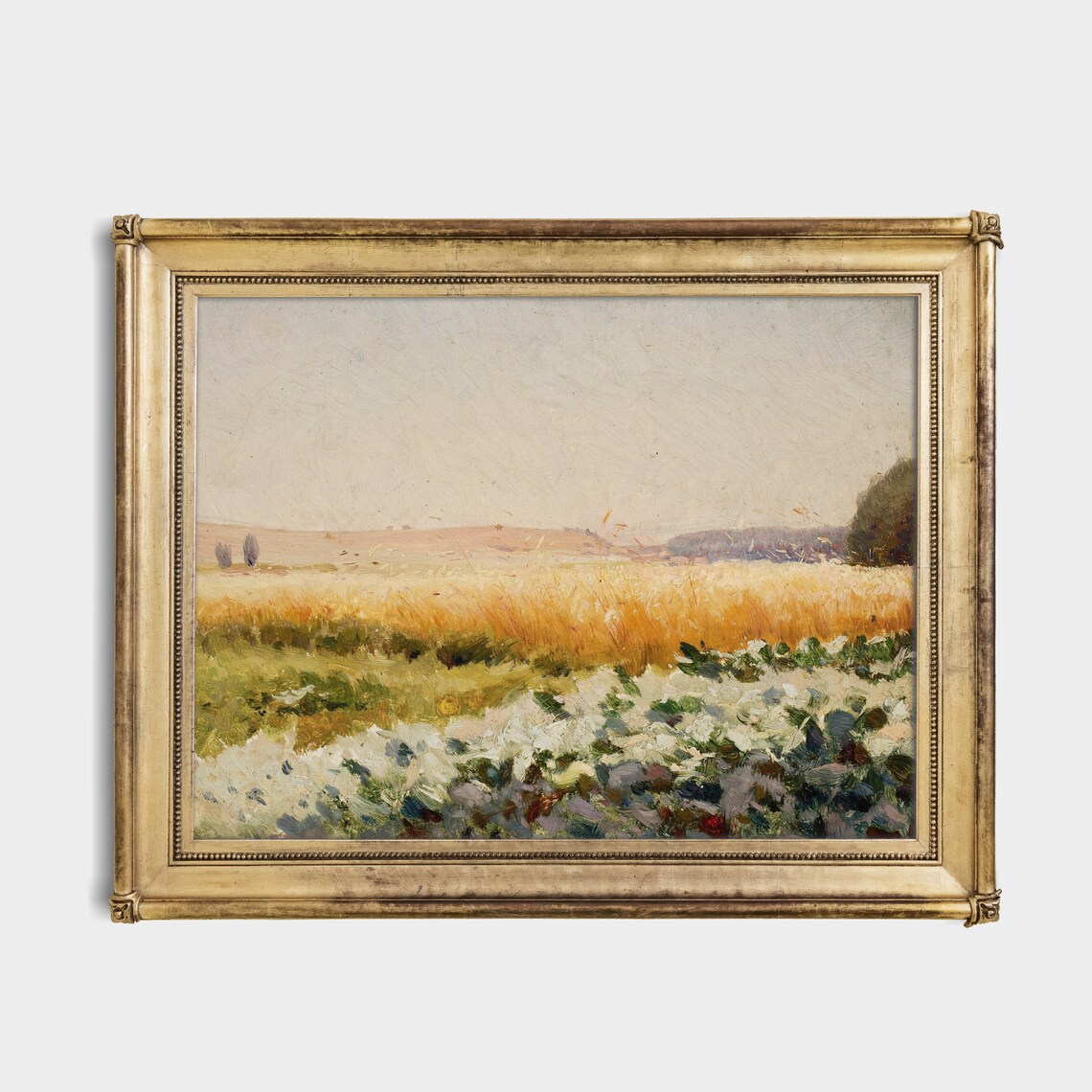 Golden Wheat Field at Sunset With Wildflowers Landscape Poster - Image 4