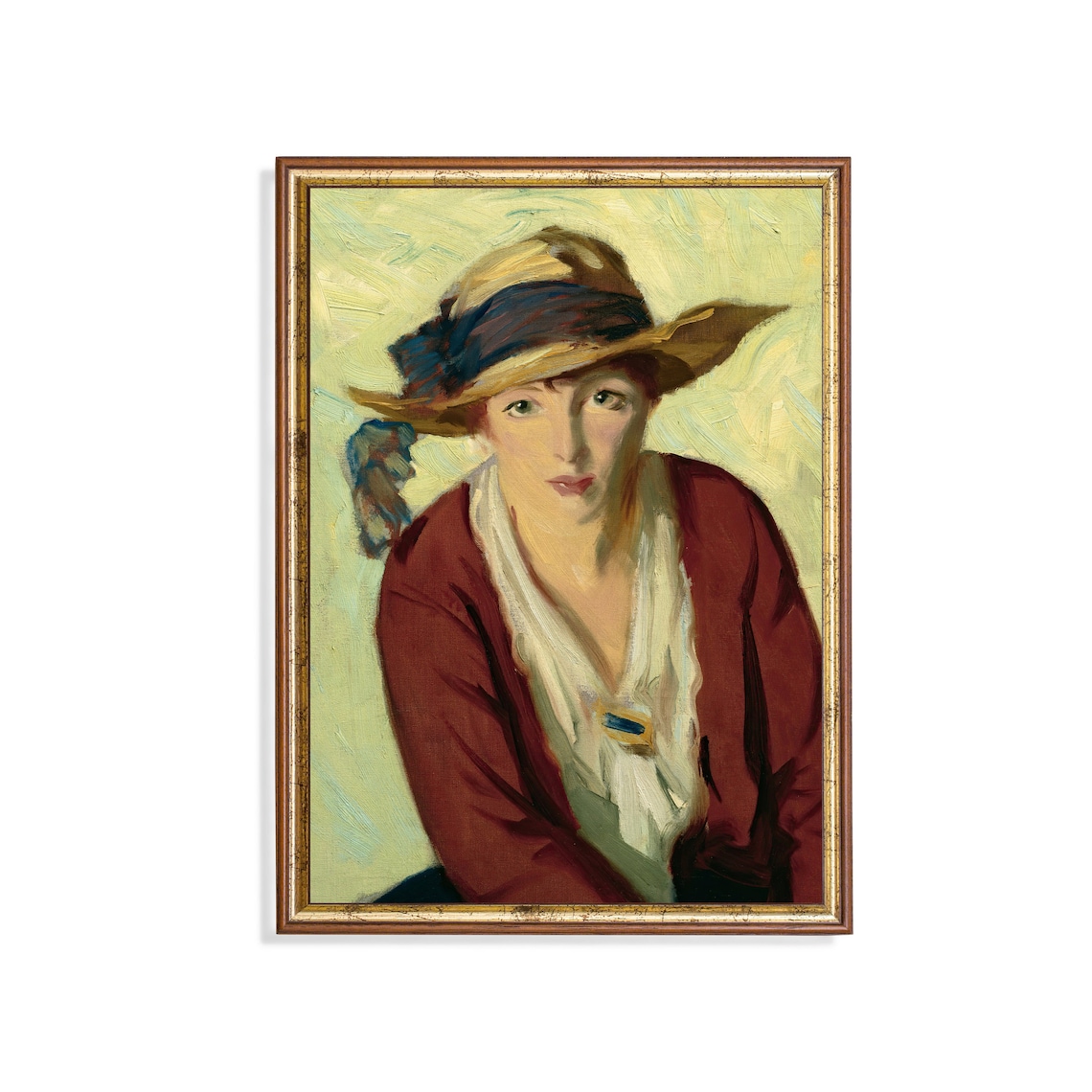 Vintage Woman Portrait, Rustic 18th Century Art Print