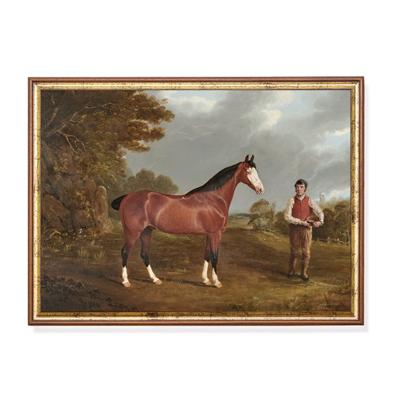 Printed And Shipped Vintage Horse Painting Antique Equestrian Print Moody Rustic Art Farmhouse Decor Fine Art Physical Prints