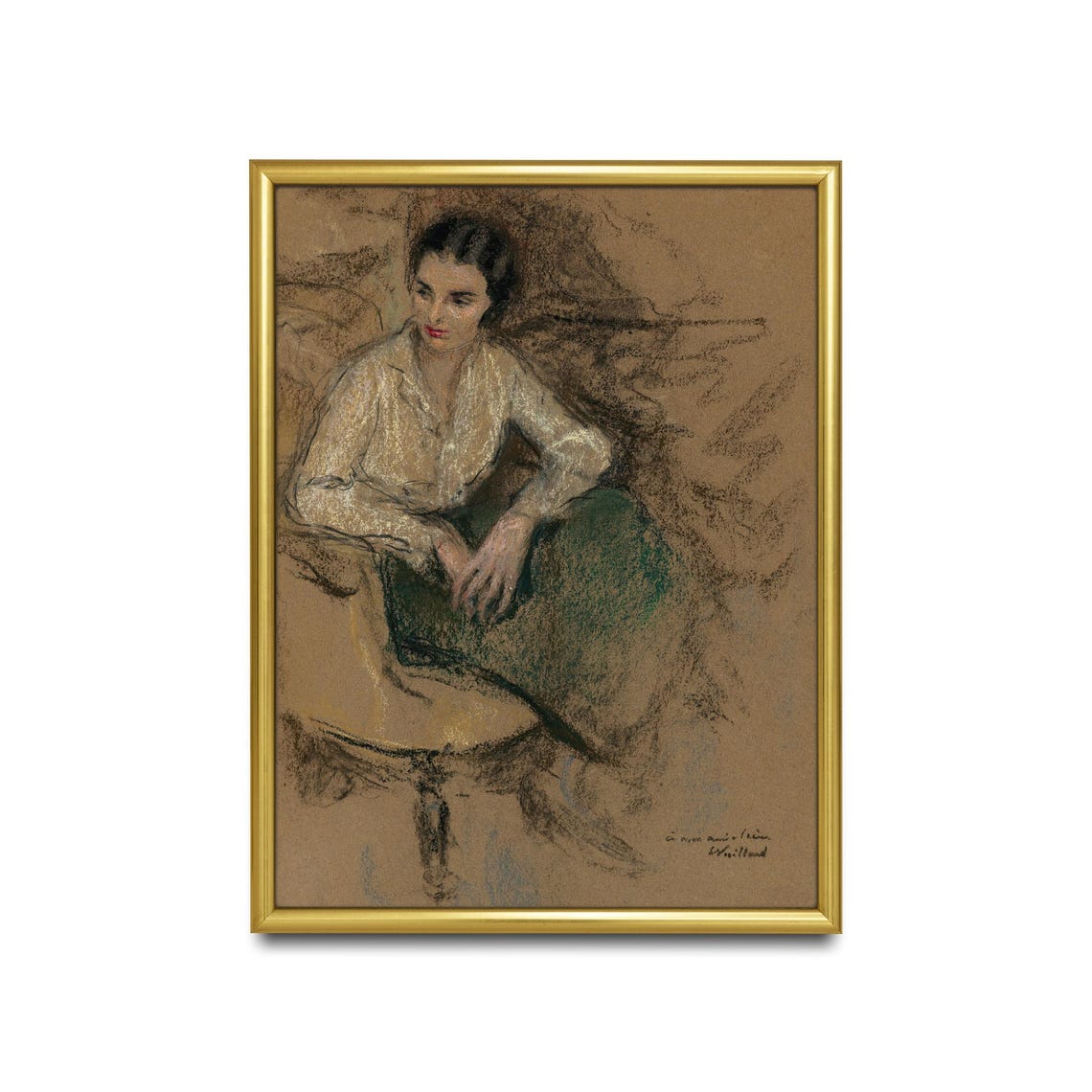 Seated Woman Charcoal Sketch Study Signed Edouard Vuillard Poster - Image 2