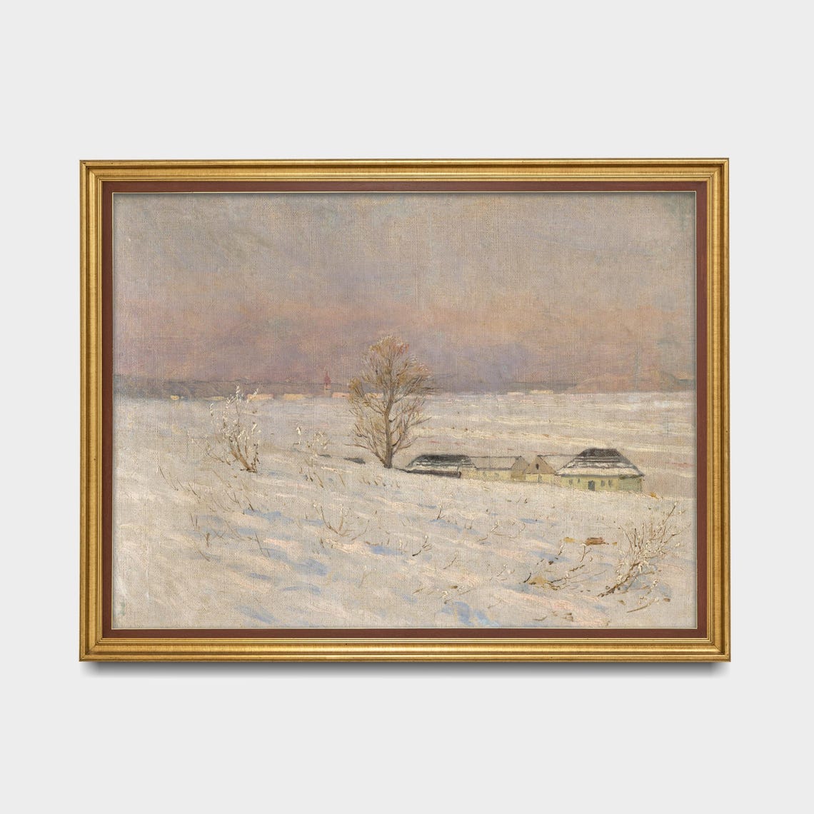 Lone Tree Snowy Field Minimalist Winter Landscape Art Poster - Image 5
