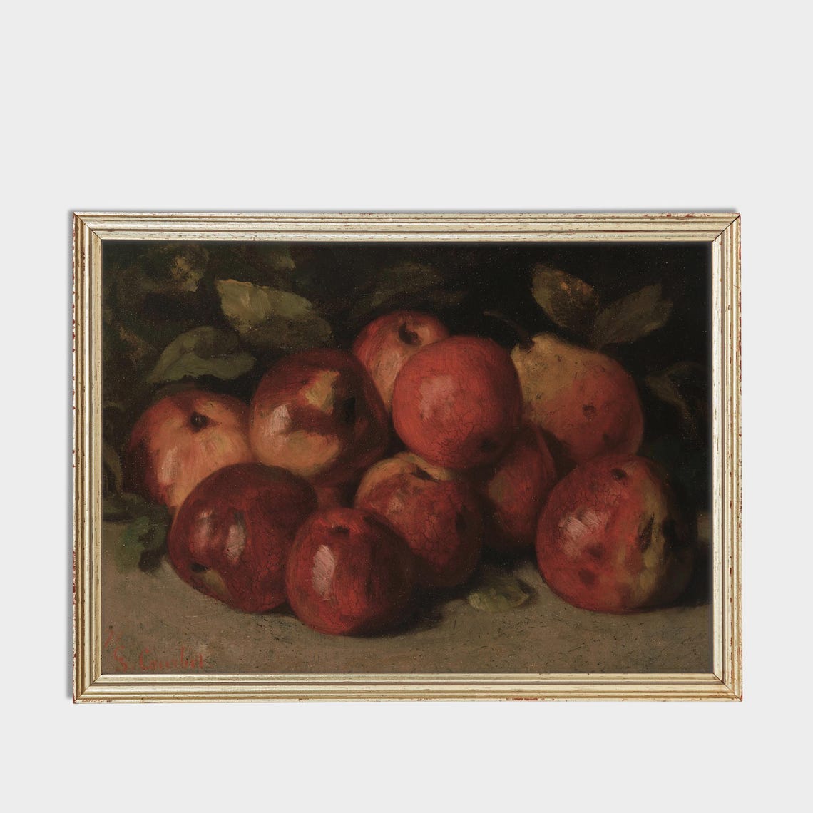 Moody Vintage Still Life with Red Apples Dark Antique Fruit Poster - Image 3