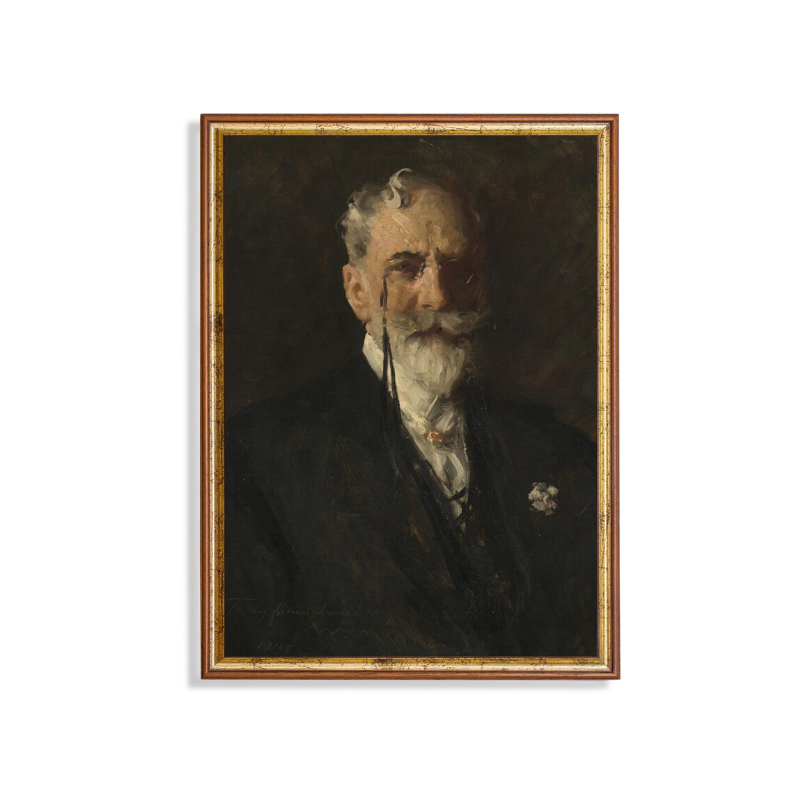 Vintage Gentleman Portrait, Rustic Oil Painting Print