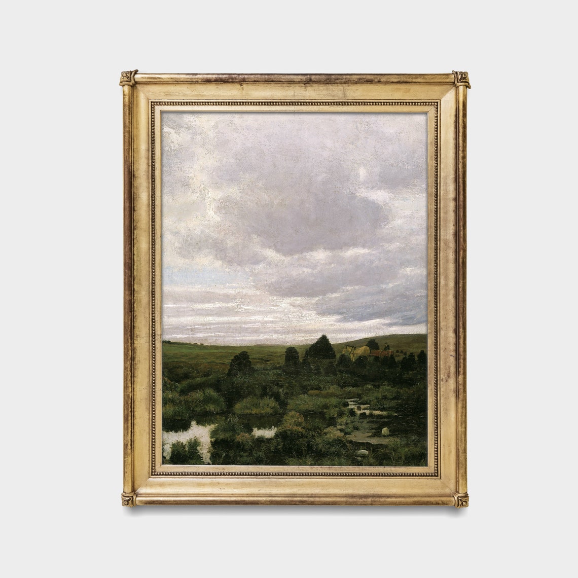 Misty Moorland Under a Dramatic Clouded Sky Landscape Painting Poster - Image 2