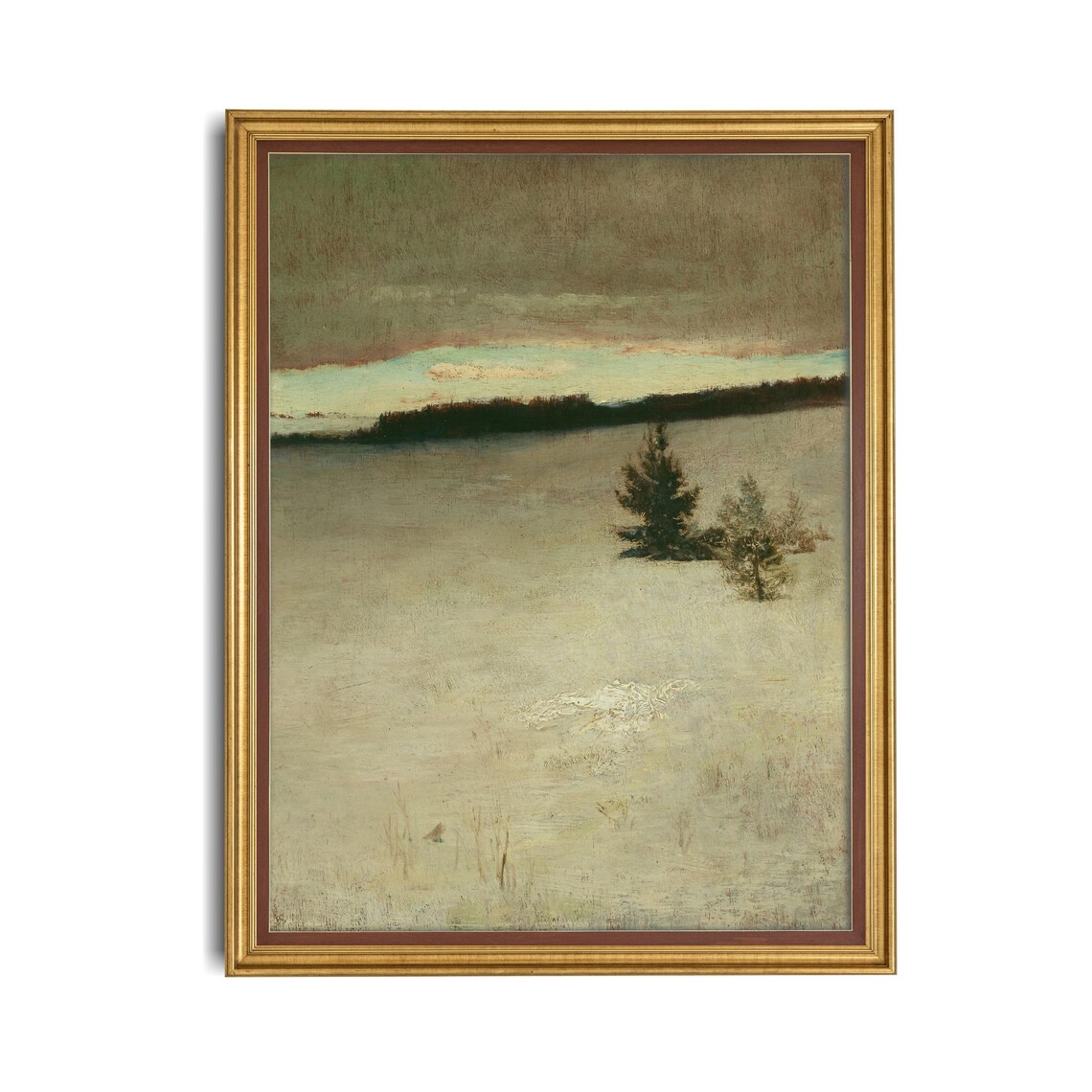 Quiet Snowy Morning Field Pines Minimalist Winter Art Poster - Image 4