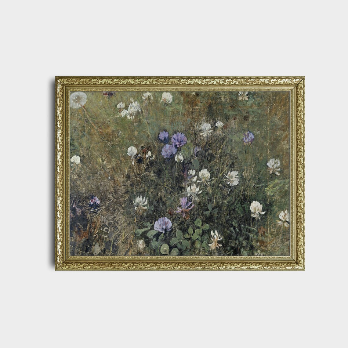 Wildflower Meadow with Clover and Cornflowers Vintage Painting Poster - Image 2