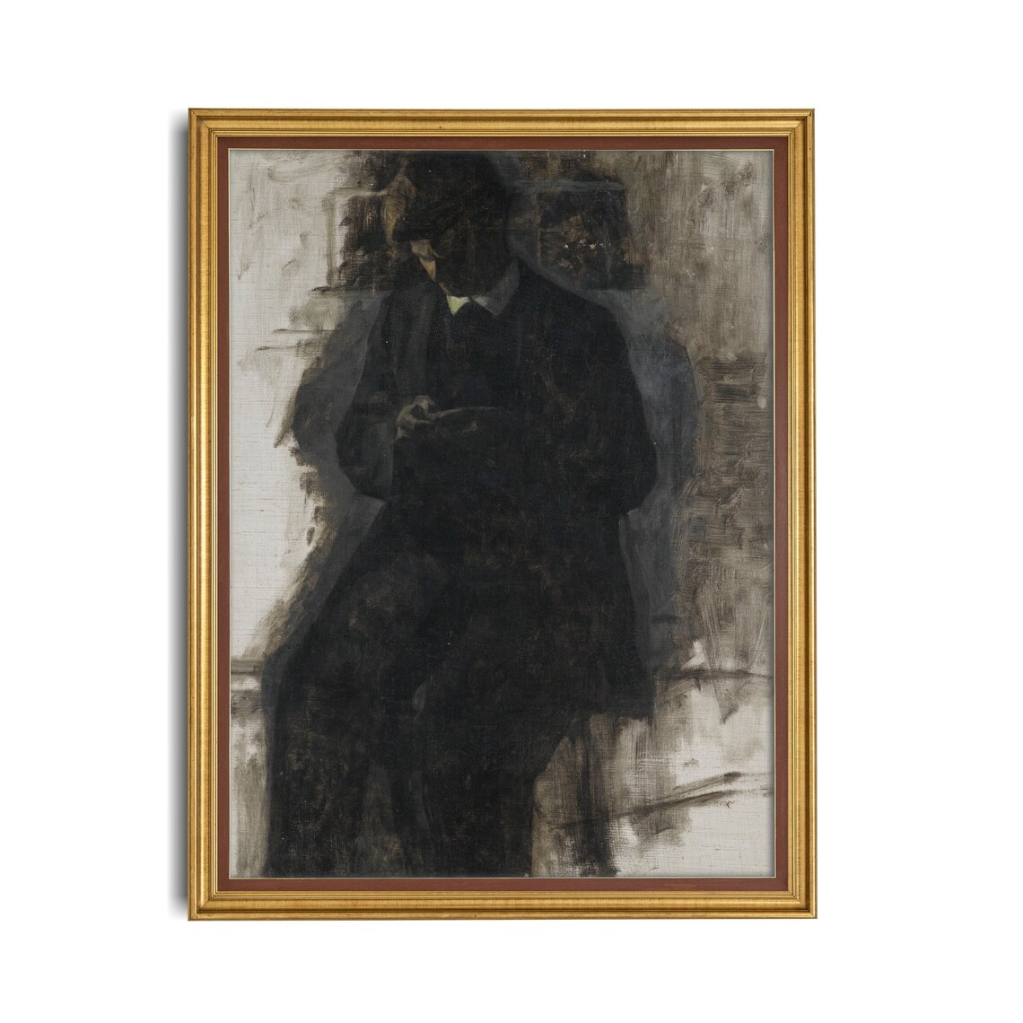 Dark Silhouette of a Man Reading a Letter Moody Portrait Poster - Image 2