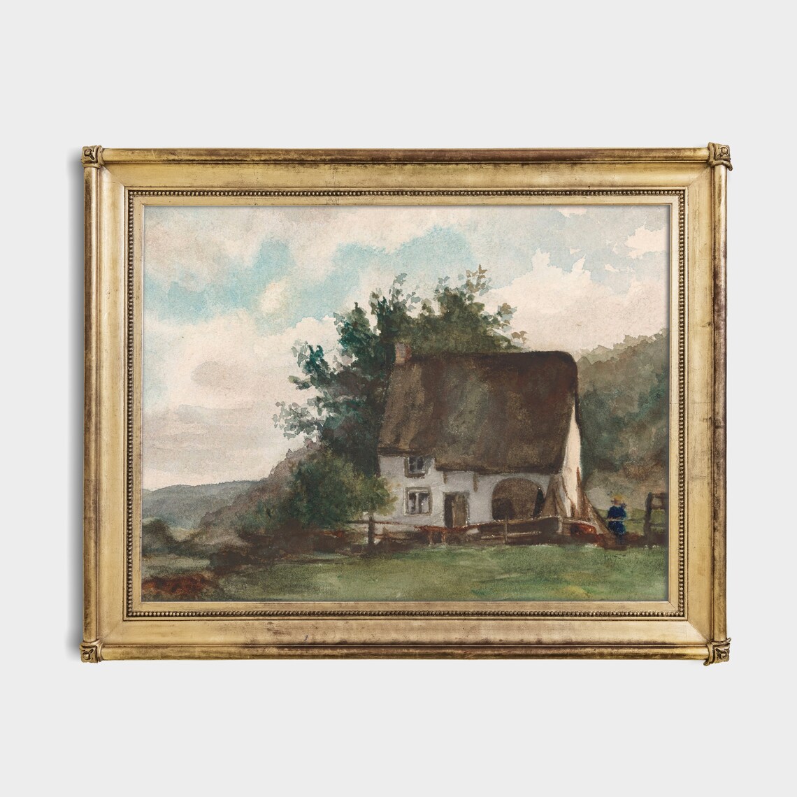 Vintage Landscape Art Print, Rustic Farmhouse Cottage - Image 2