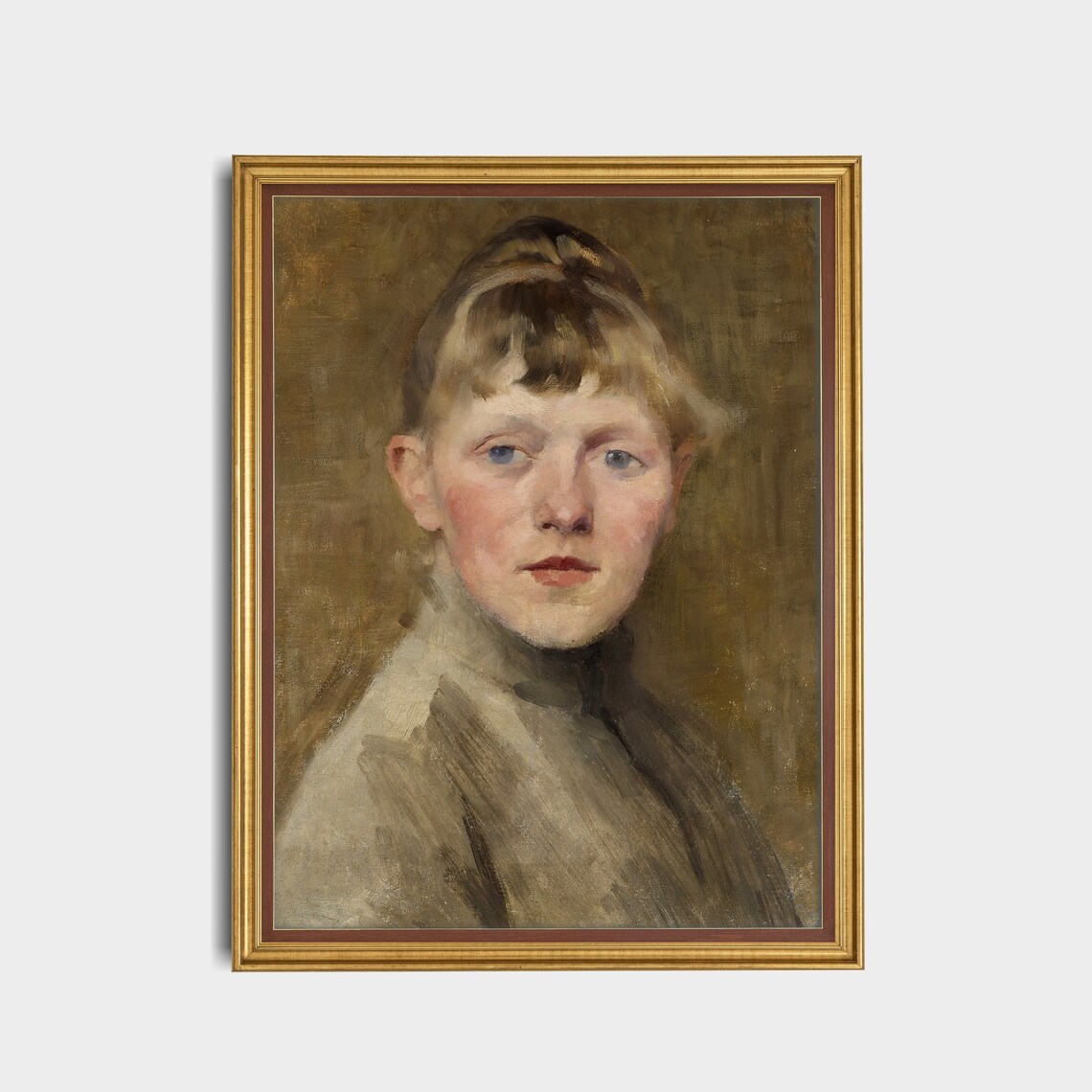 Impressionist Portrait of a Young Blonde Girl Antique Poster - Image 5