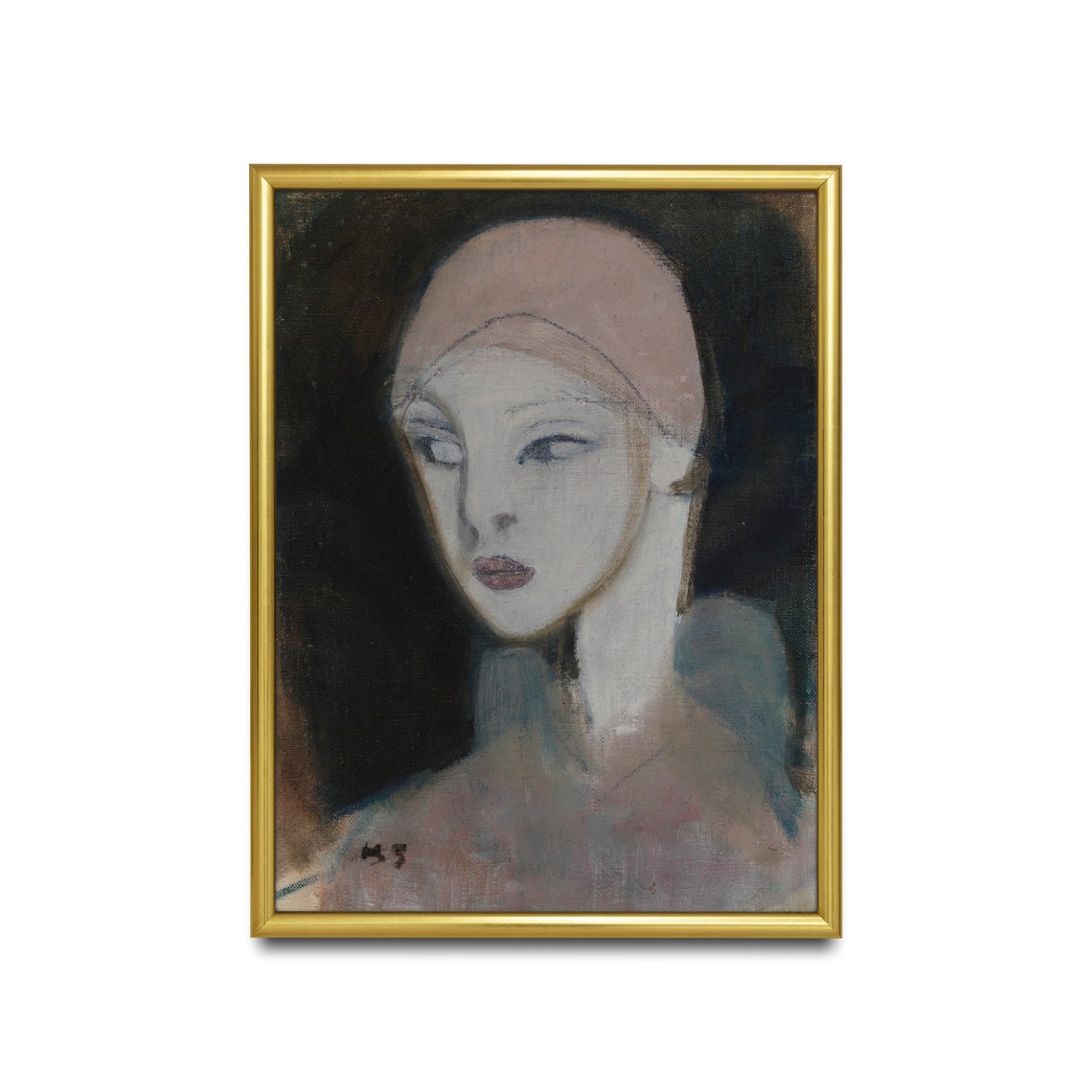 Modernist Woman In Pink Cap Abstract Portrait Painting Poster - Image 4