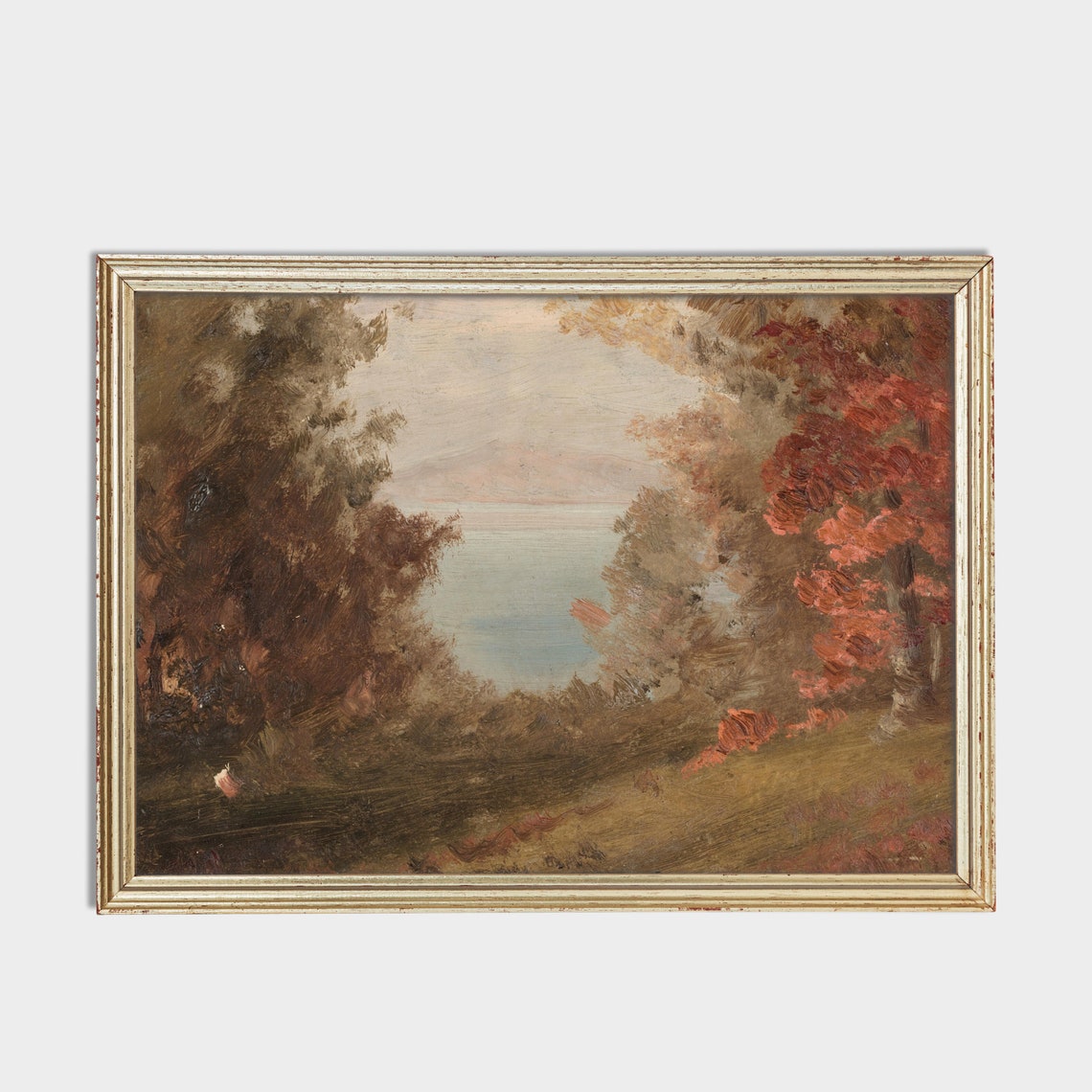 Autumn Lakeshore Path Between Russet Trees Fall Landscape Poster - Image 4
