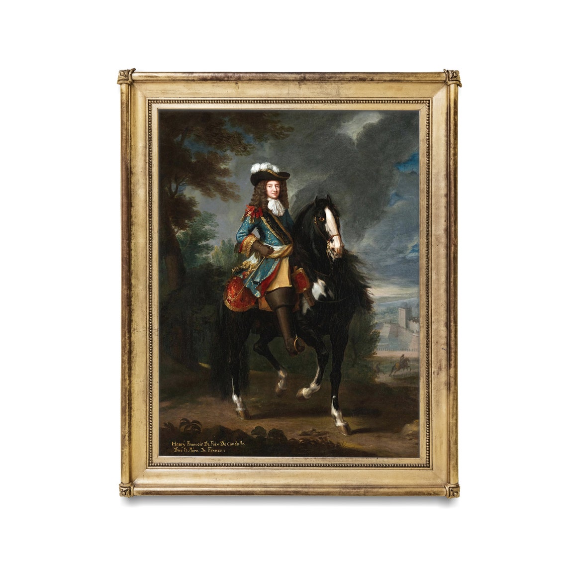Antique Nobleman on Black Horse Baroque Equestrian Portrait Poster - Image 4