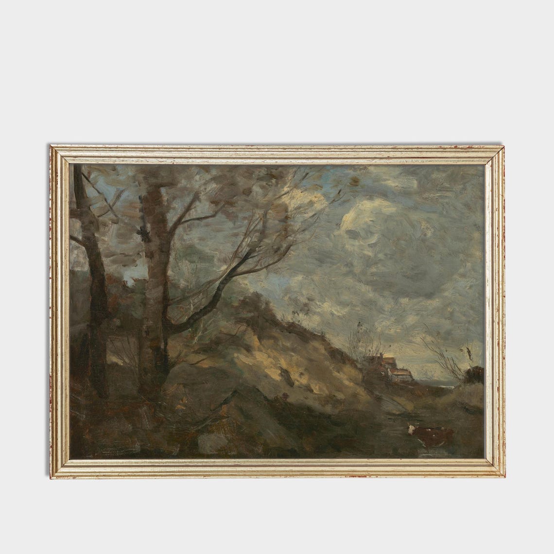 Windswept Dunes and Trees Under a Moody Coastal Sky Landscape Poster - Image 3