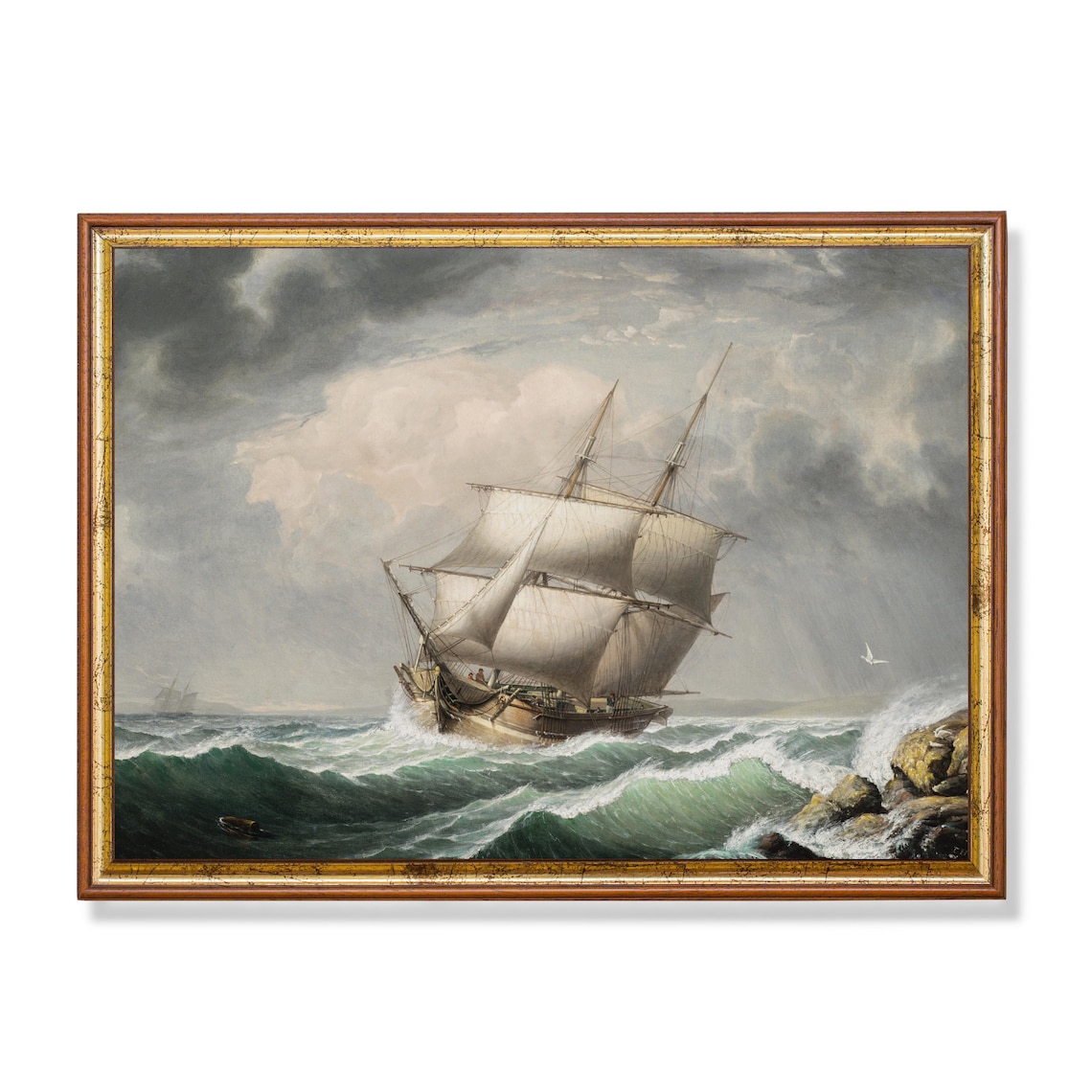 Vintage Sailing Ship, Nautical Ocean Art Print