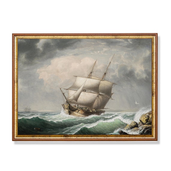 Vintage Sailing Ship, Nautical Ocean Art Print